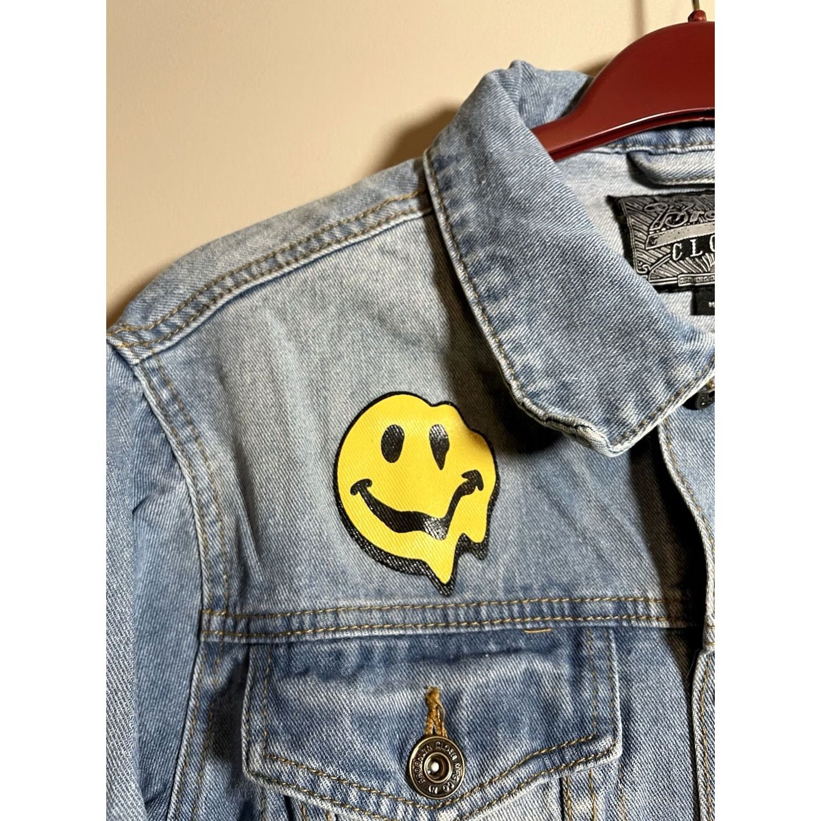 Denime VINTAGE Brooklyn Cloth Denim Jacket Thank You For Nothing Blue Jean Women’s M Jacket Womens Denim 80s 90s City Hip Hop Quotes Bl u e Jeans Size 32" / US 10 / IT 46 - 4 Thumbnail