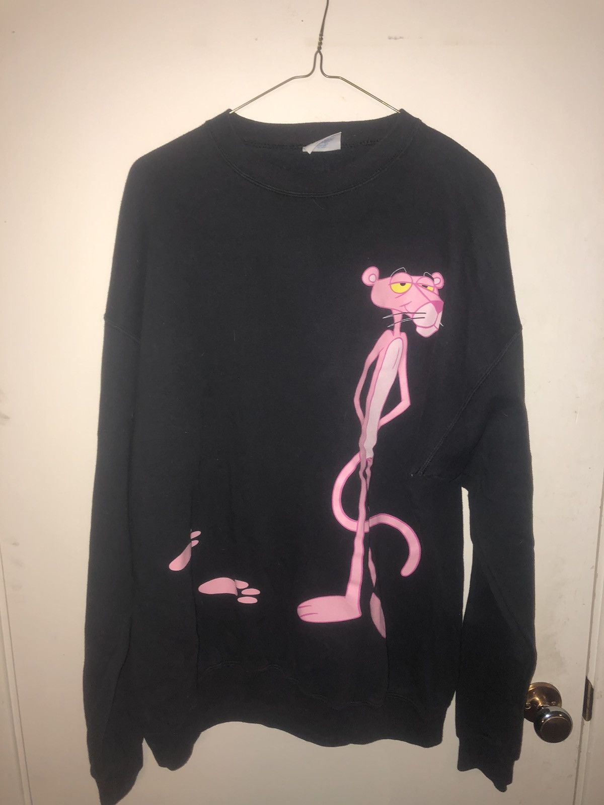 image of Vintage Pink Panther Sweater in Black, Men's (Size XL)