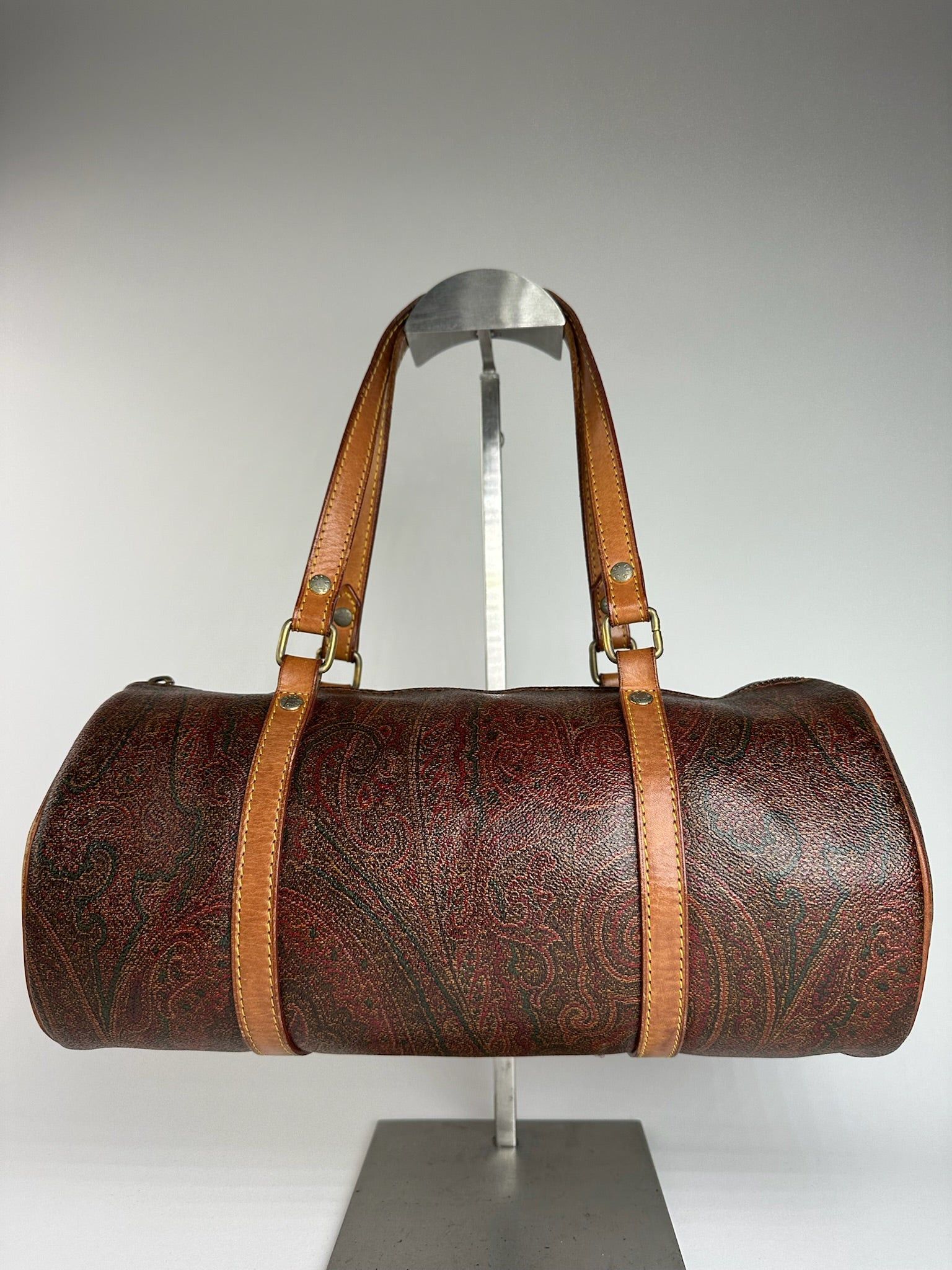 Etro Vintage Paisley Monogram Leather Bowling Bag Size ONE SIZE - 1 Thumbnail