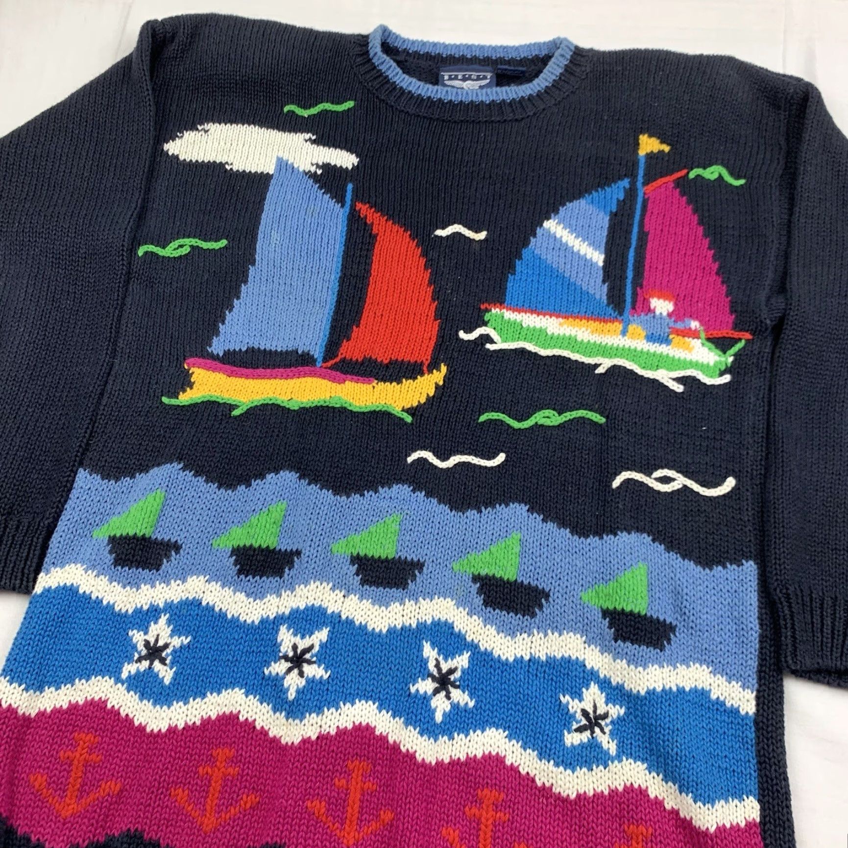 Vintage VINTAGE Best American Clothing Co Sweater Womens M Black Knit Sailboat 90s Pullover Crew Neck Long Sleeve Size M / US 6-8 / IT 42-44 - 2 Thumbnail