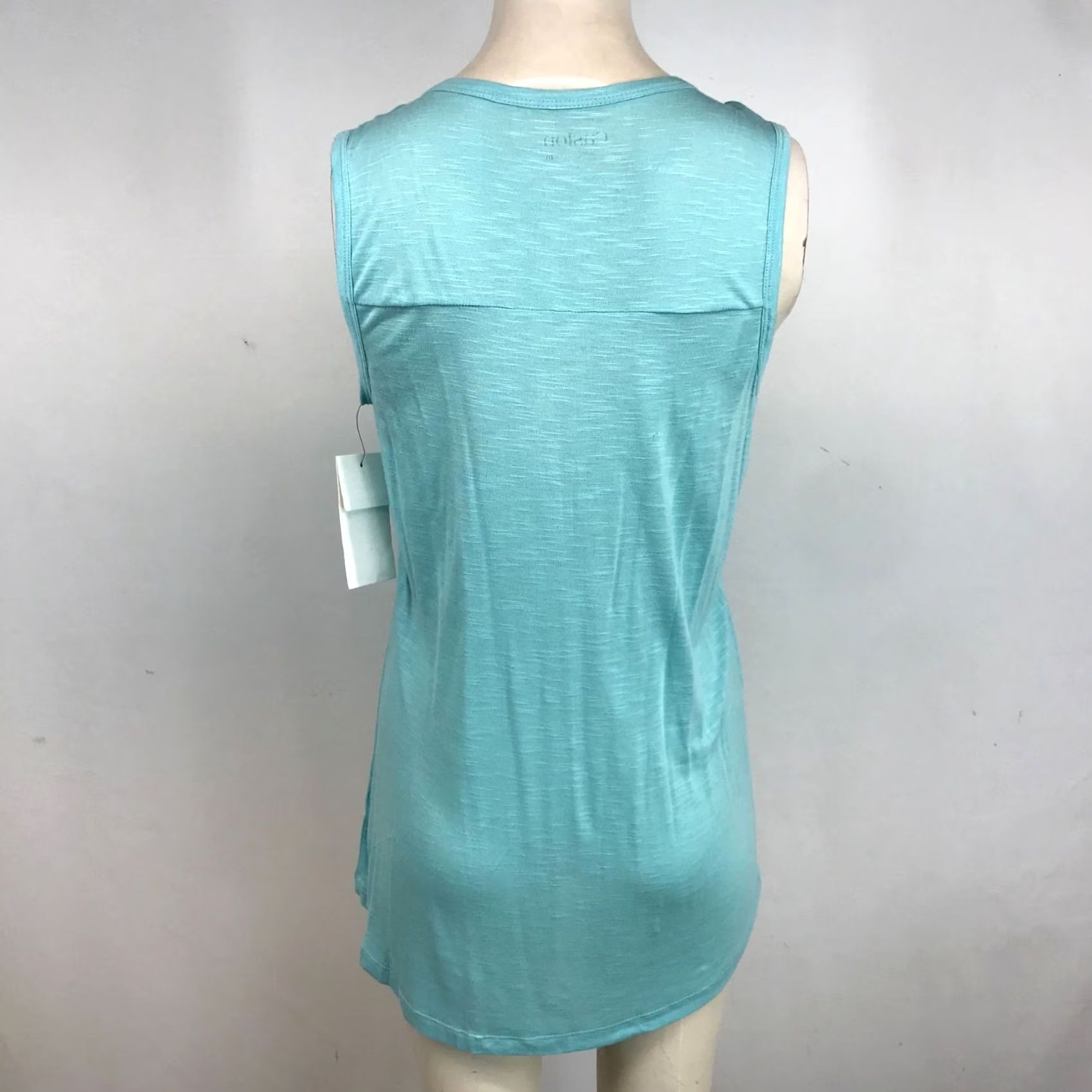 Altea CASLON WOMEN'S BLOUSE M TEAL SLEEVELESS ROUND NECK VISCOSE TANK Blue 90s? Size M / US 6-8 / IT 42-44 - 5 Thumbnail