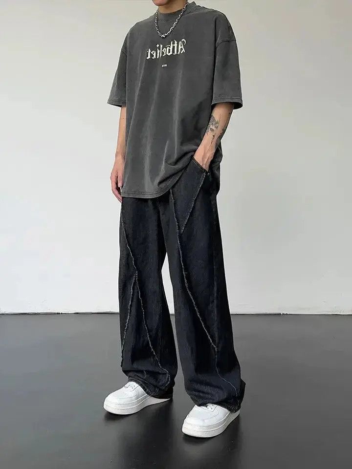 Japanese Brand Frayed Hip-hop Jeans Torn Patchwork Trousers Loose Casual Size US 34 / EU 50 - 3 Thumbnail