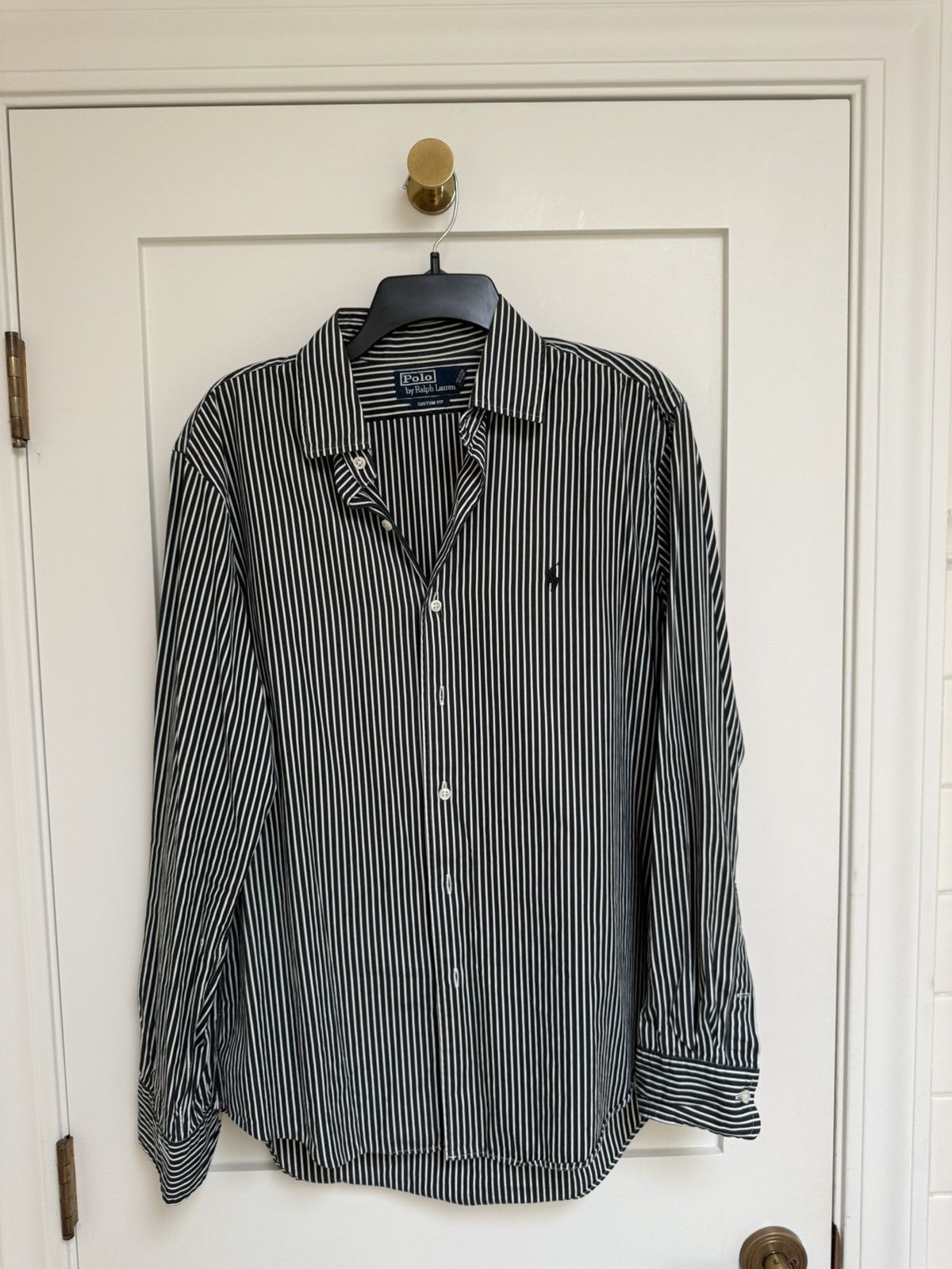 Polo Ralph Lauren Polo Ralph Lauren White and Navy Rugby Shirt Size US M / EU 48-50 / 2 - 2 Thumbnail