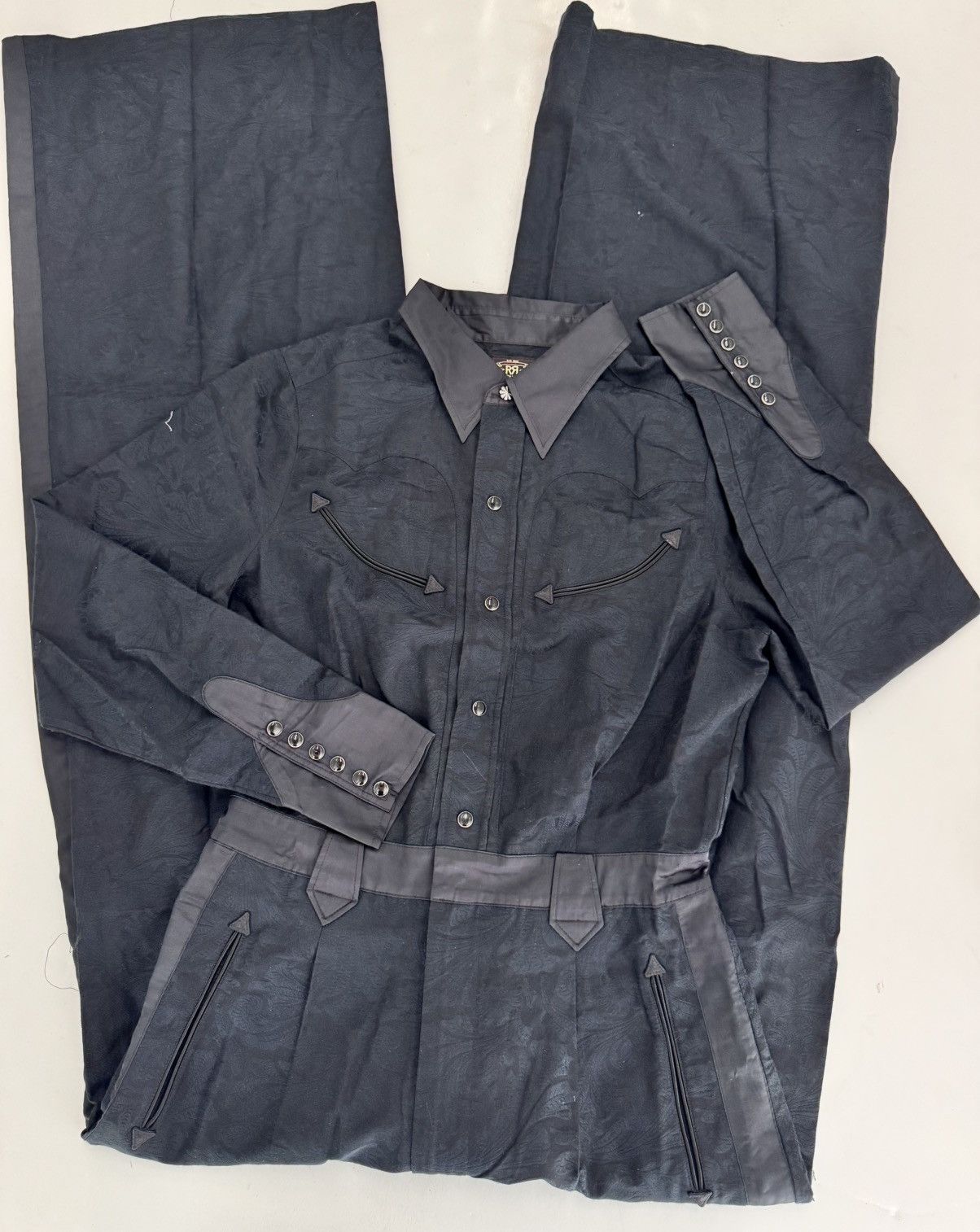 RRL Ralph Lauren RRL Ralph Lauren Paisley Western Jumpsuit Black Coverall 2 Size 26" / US 2 / IT 38 - 1 Thumbnail