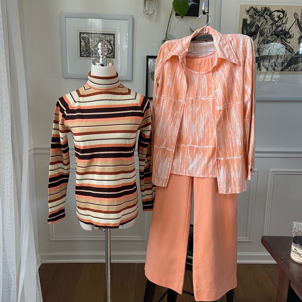Vintage Vintage 70s 4pc Mix Match Set Pants Tank Shirt Turtleneck XS Size XS / US 0-2 / IT 36-38 - 1 Thumbnail