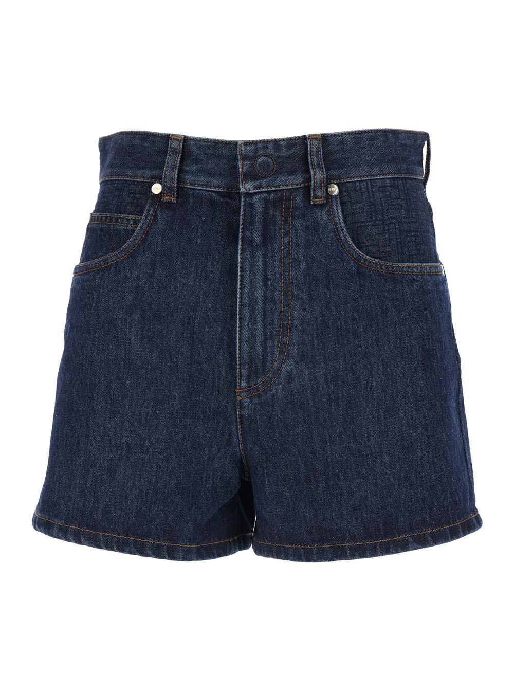 Fendi Blue Shorts with Logo Patch on the Back In Denim for Women Size 30" / US 8 / IT 44 - 1 Thumbnail