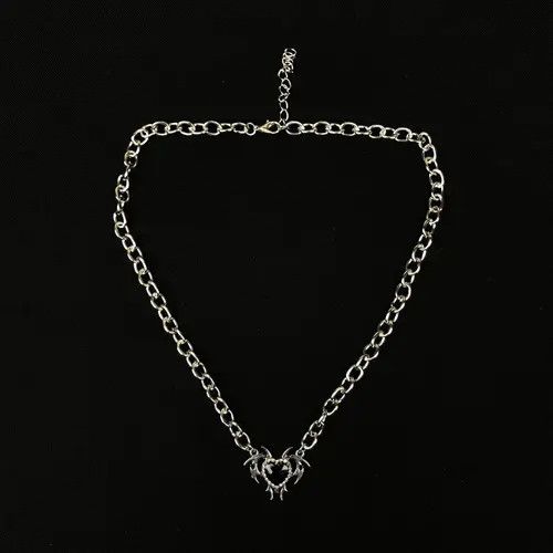 Jewelry 329Electro Chain Crystal Heart Abstract Necklace Pop Punk Size ONE SIZE - 3 Thumbnail