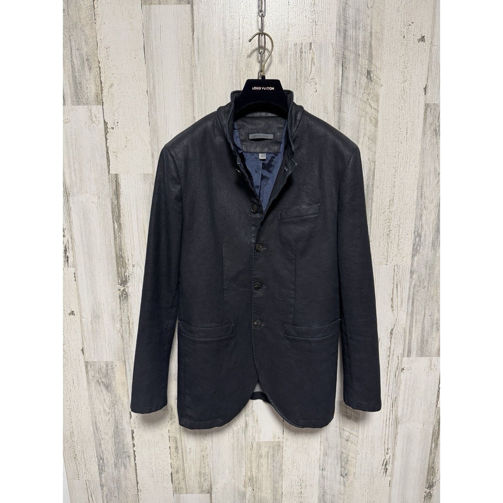 John Varvatos John Varvatos BRIA Blue Waxed Lightweight Moto Jacket Size US S / EU 44-46 / 1 - 5 Thumbnail