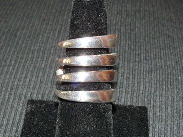 Designer Sterling Silver Plated Brass Coil Fork Ring Alberto Juan Size ONE SIZE - 4 Thumbnail