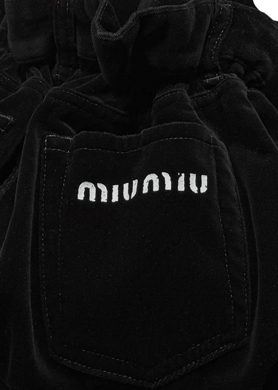 Miu Miu Miu Miu 2021 Black Velvet High Gathered Waist Wide Pants Size 25" / US 0 / IT 36 - 4 Thumbnail