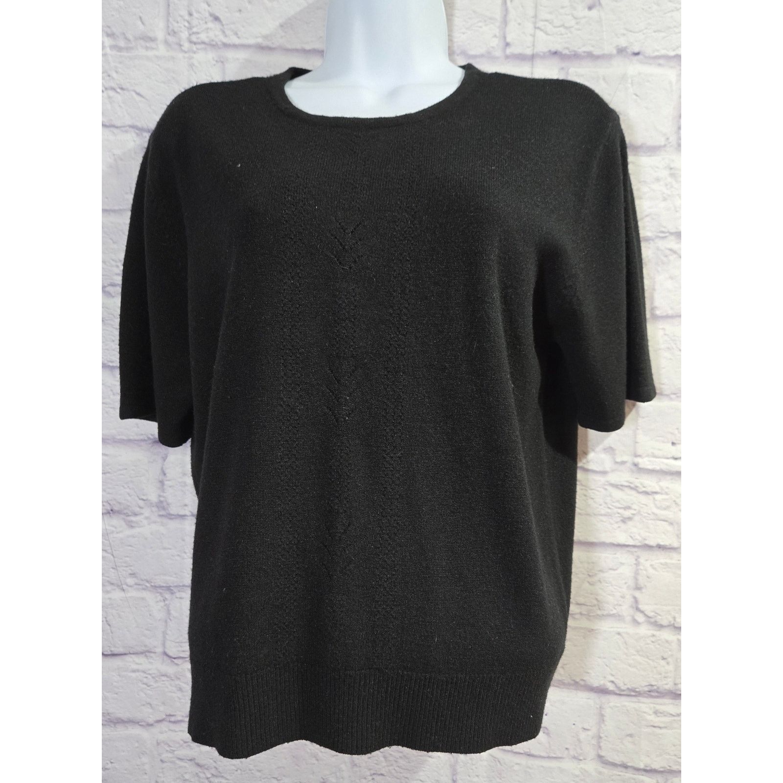 Other Napa Studio Black Short Sleeve Sweater Top Large Lightweight Size L / US 10 / IT 46 - 1 Thumbnail
