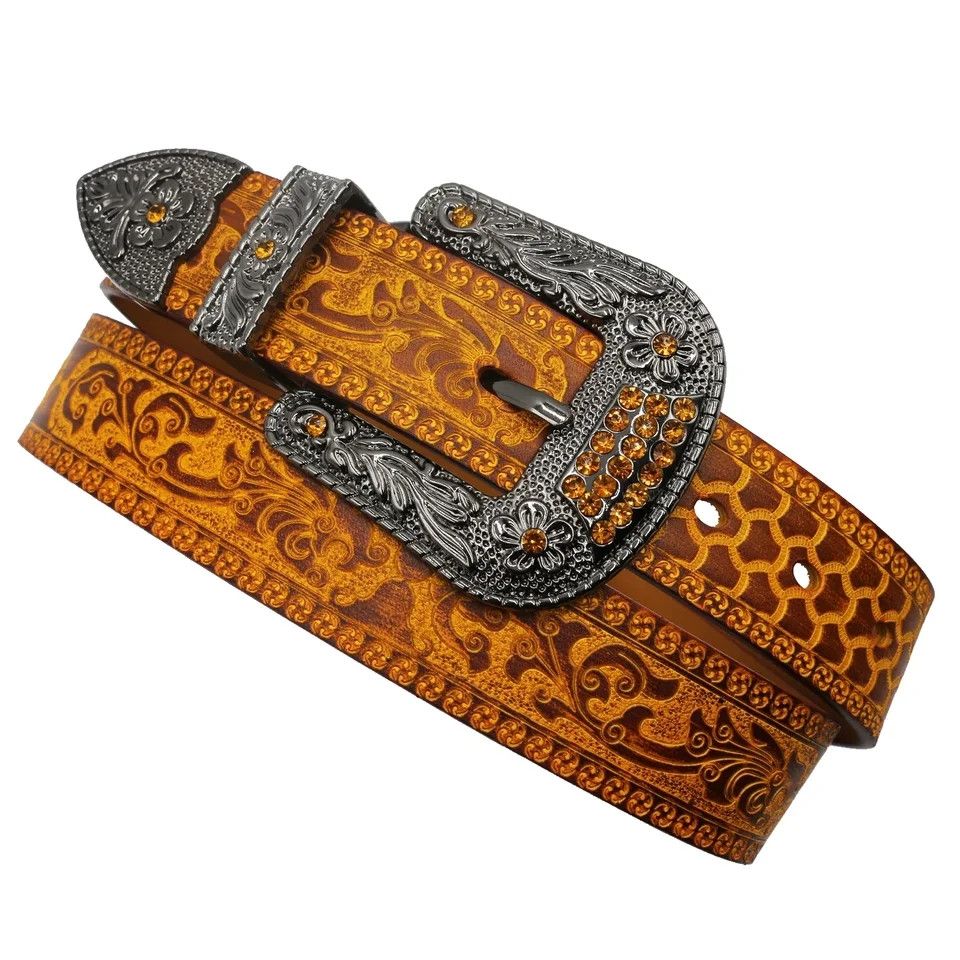 Japanese Brand Leather with embellishments belt Size ONE SIZE - 5 Thumbnail