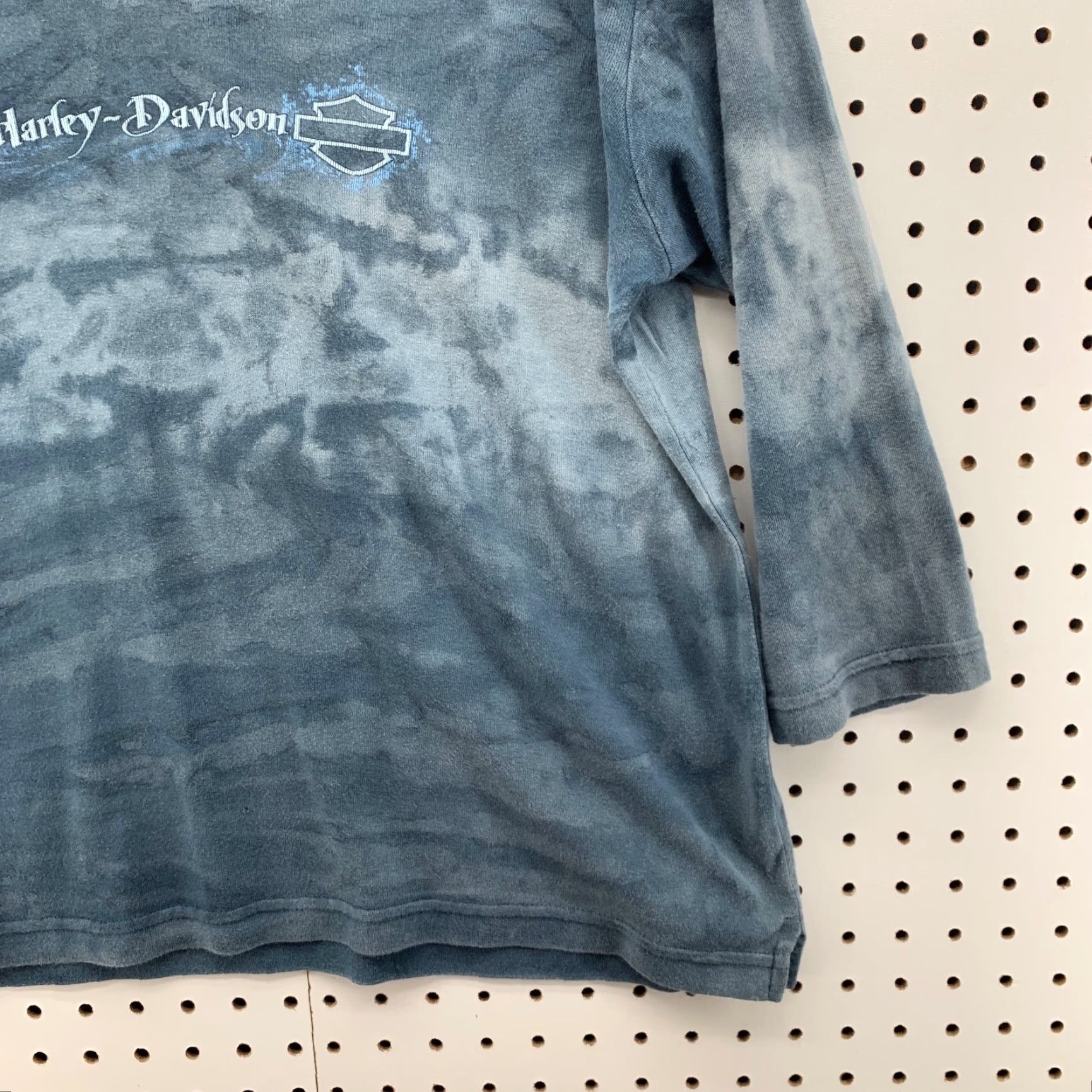 Harley Davidson VINTAGE Harley-Davidson XL Womens Top Blue Acid Wash Long Sleeve USA 21x24 Size XL / US 12-14 / IT 48-50 - 5 Thumbnail