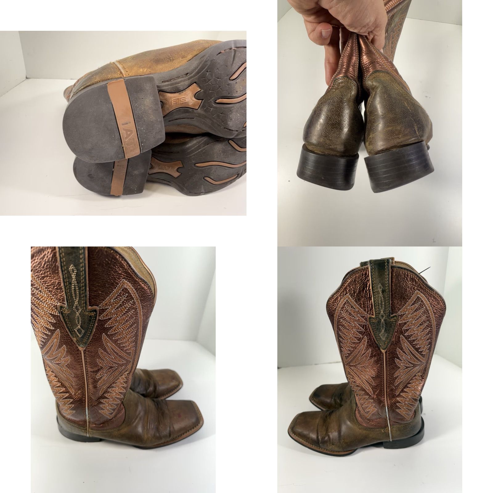 Ariat Ariat Round Up Ruidoso Boot Women 8.5 B Pearlburnished Chestnut Western Leather Boots Size US 9 / IT 39 - 10 Thumbnail