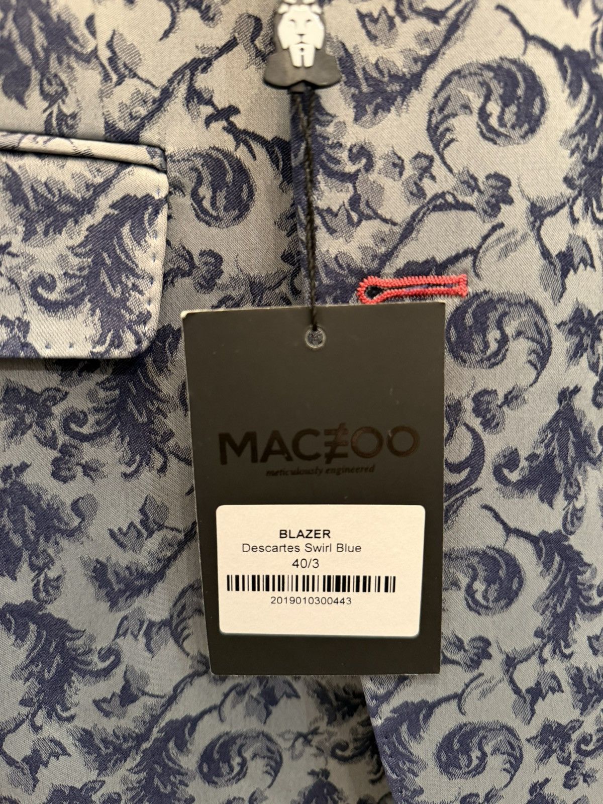 Maceoo MACEOO Paris Men’s Descartes Swirl Blue Blazer Size 40/3 NWT Size 40R - 8 Thumbnail