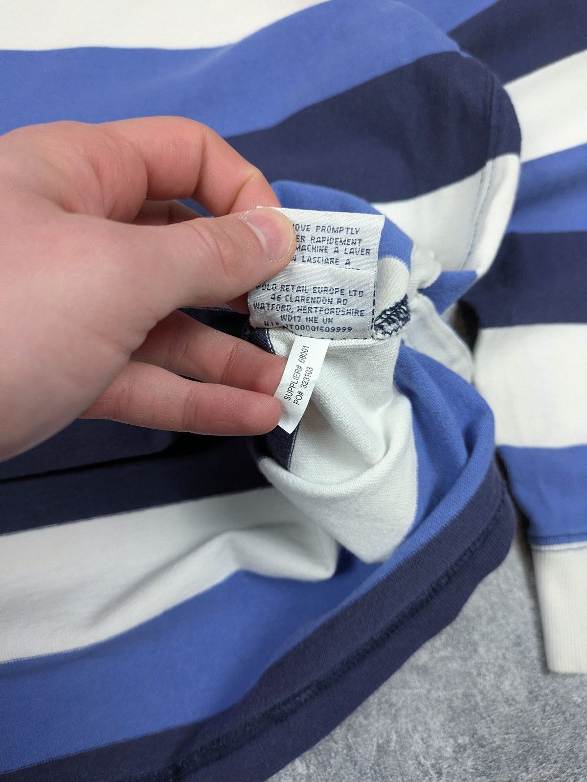 Polo Ralph Lauren Vintage Polo Ralph Lauren Striped Long Sleeve Rugby Polo Size US XXL / EU 58 / 5 - 7 Thumbnail