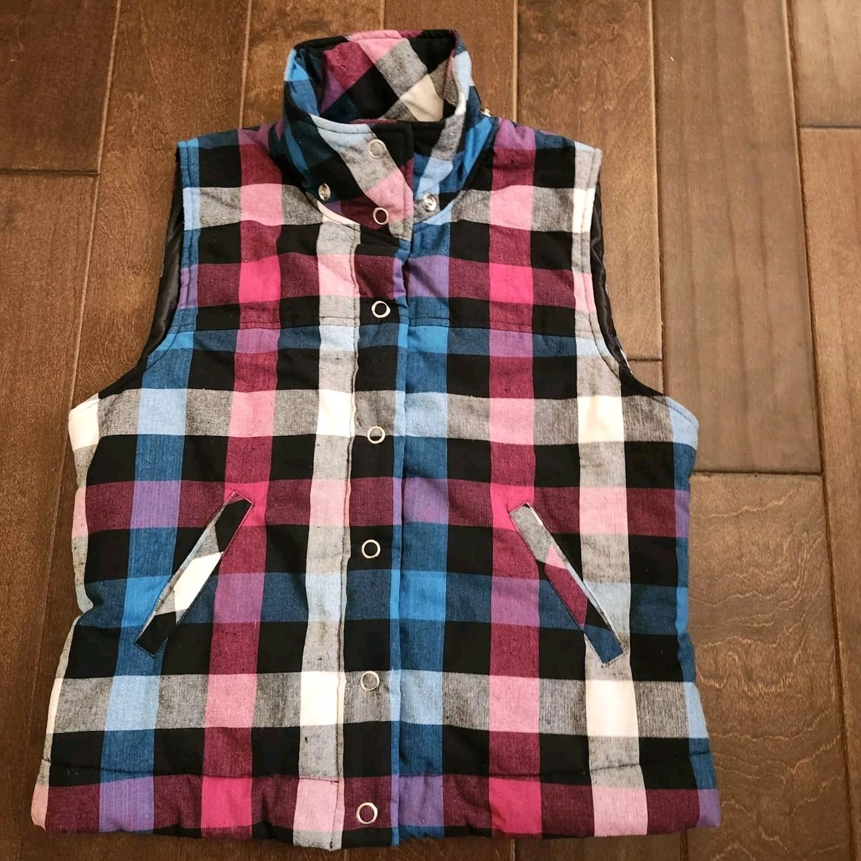 Forever 21 Forever 21 Plaid Jacket Vest - Size L - Multicolor - Junior/Teens - Sleeveless - Regular Fit - Polyester - Jacket Size L / US 10 / IT 46 - 5 Thumbnail