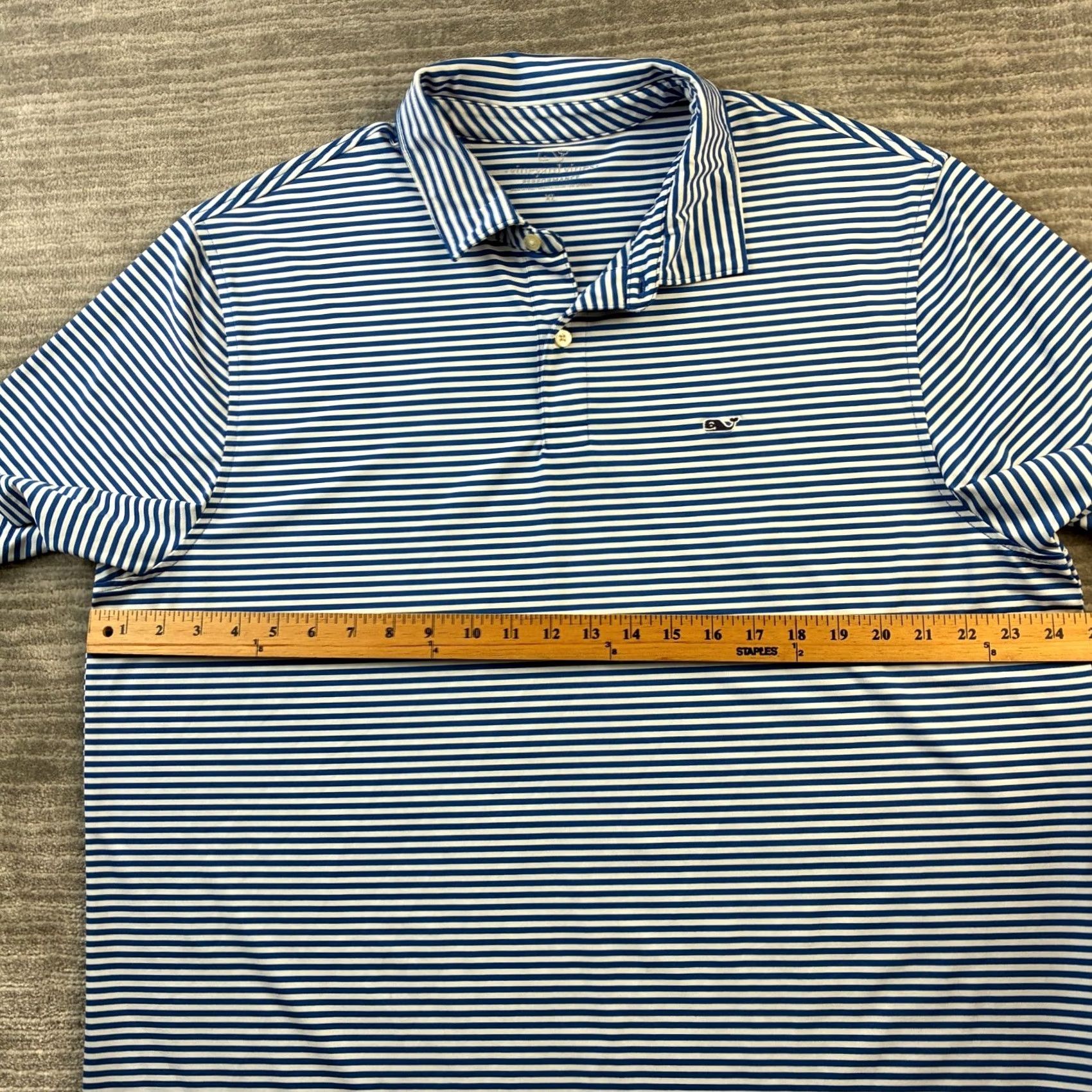 Vineyard Vines Vineyard Vines Polo Shirt Mens XL Blue Striped Golf Performance Polo Shirt Size US XL / EU 56 / 4 - 7 Thumbnail