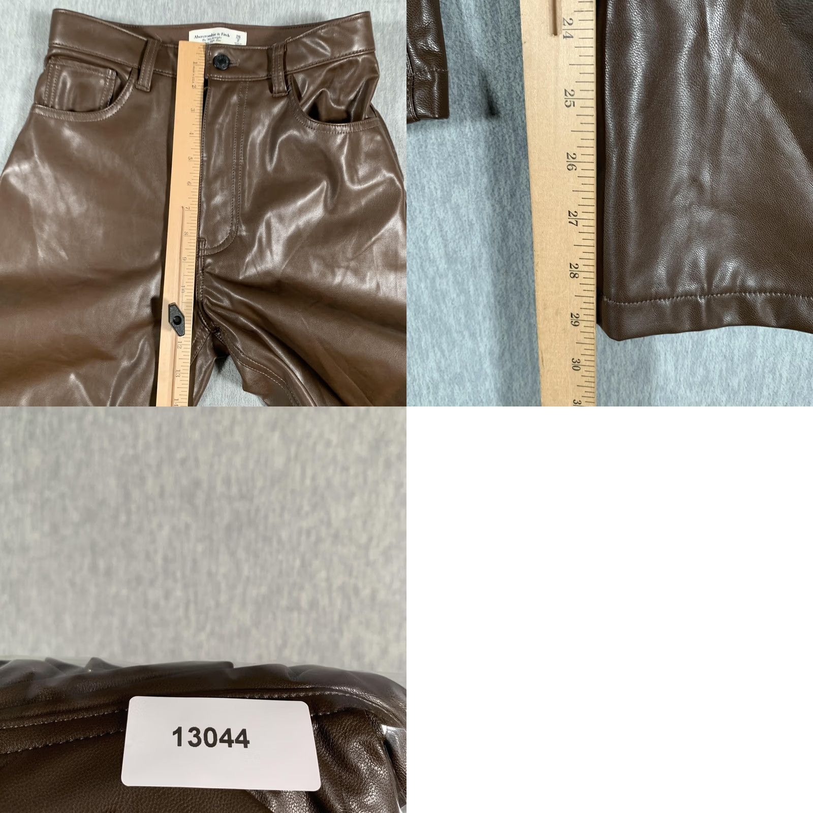 Abercrombie & Fitch VINTAGE Abercrombie & Fitch Pants Womens 2 Brown 90s High Rise Faux Leather Straight Pockets Zip Mens? Size 26" / US 2 / IT 38 - 8 Thumbnail
