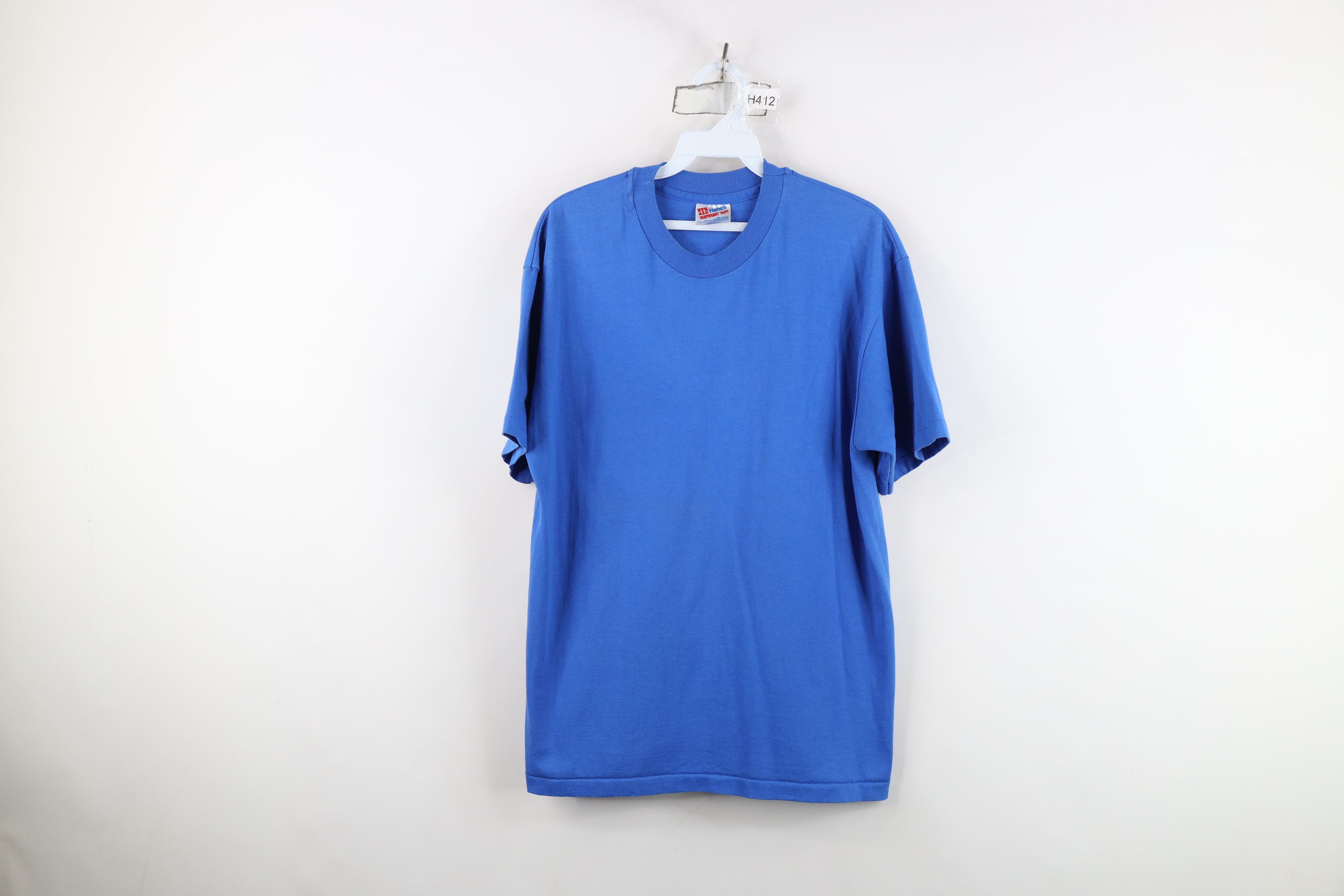 Hanes Vintage 90s Hanes Heavyweight Short Sleeve T-Shirt Blue USA Size US L / EU 52-54 / 3 - 1 Thumbnail