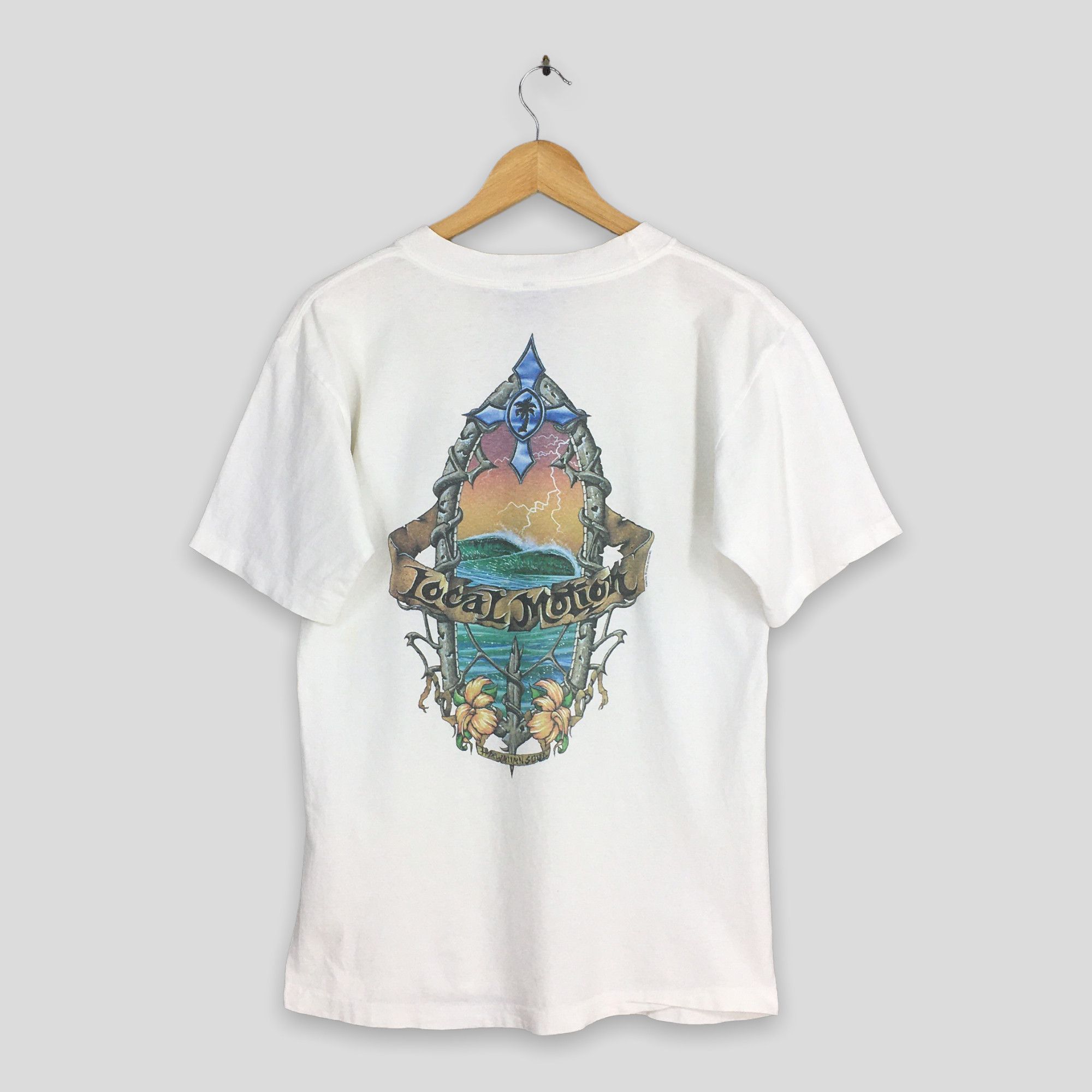 Vintage 80's Local Motion Hawaii Surf White T shirt Medium