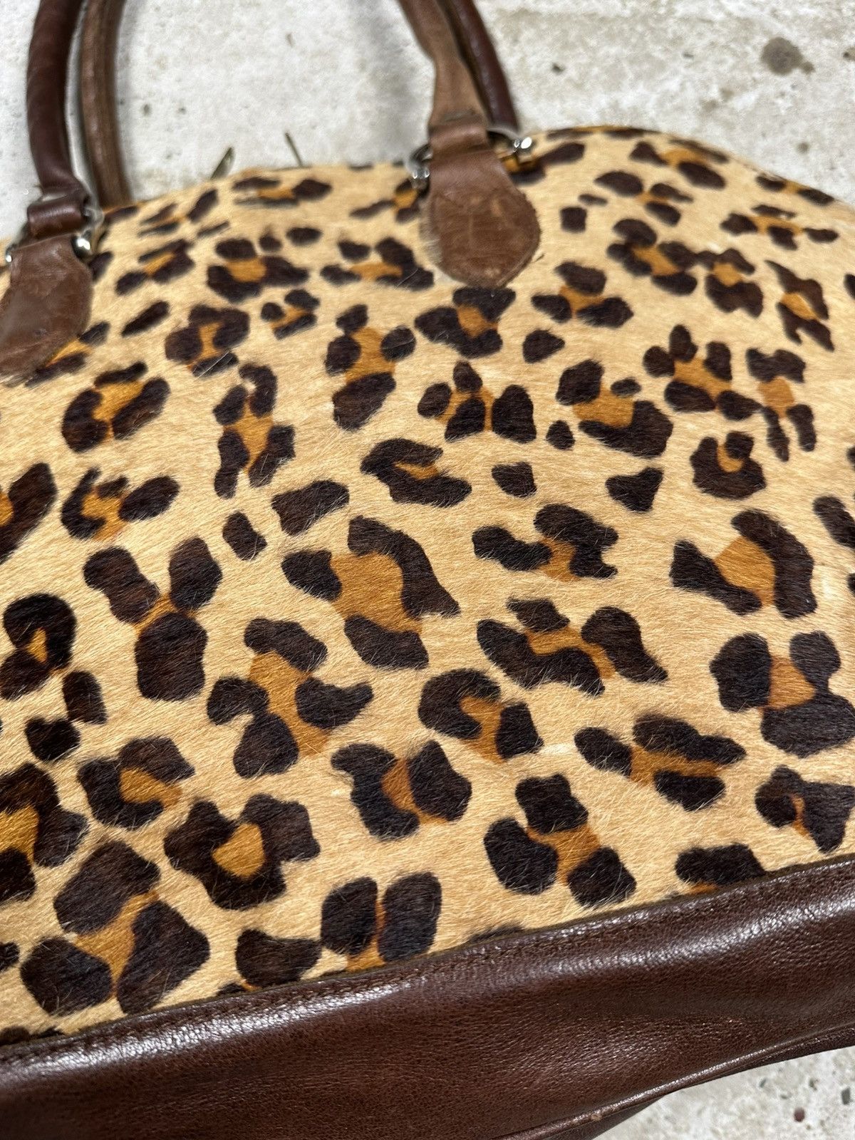 Japanese Brand Vintage 90s Leopard Print Fur & Leather Hand Bag Size ONE SIZE - 7 Thumbnail