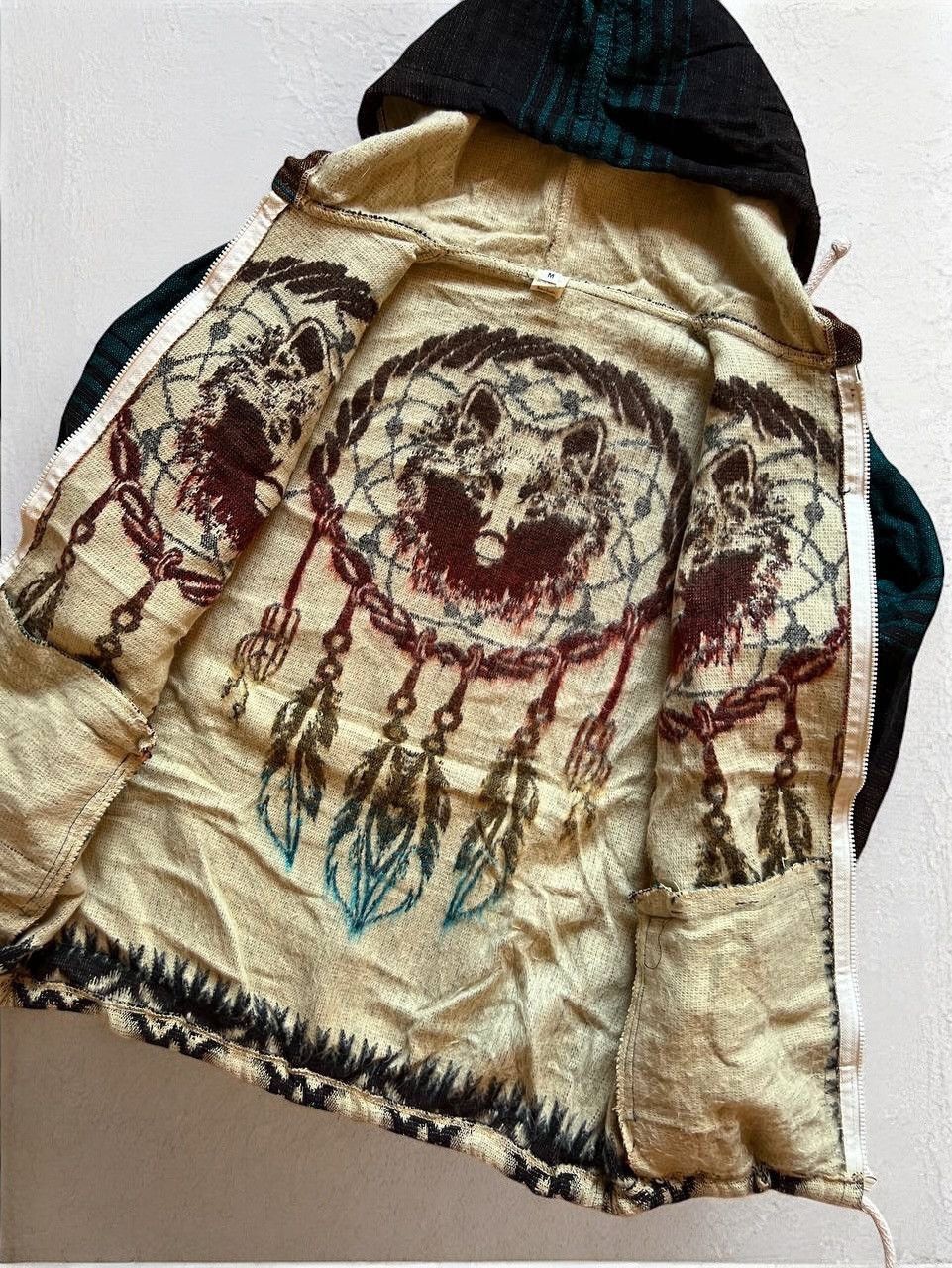 Vintage VINTAGE WOOL ZIP HOODIE WOLFES INDIANS REDHEAD Y2K Size US M / EU 48-50 / 2 - 4 Thumbnail