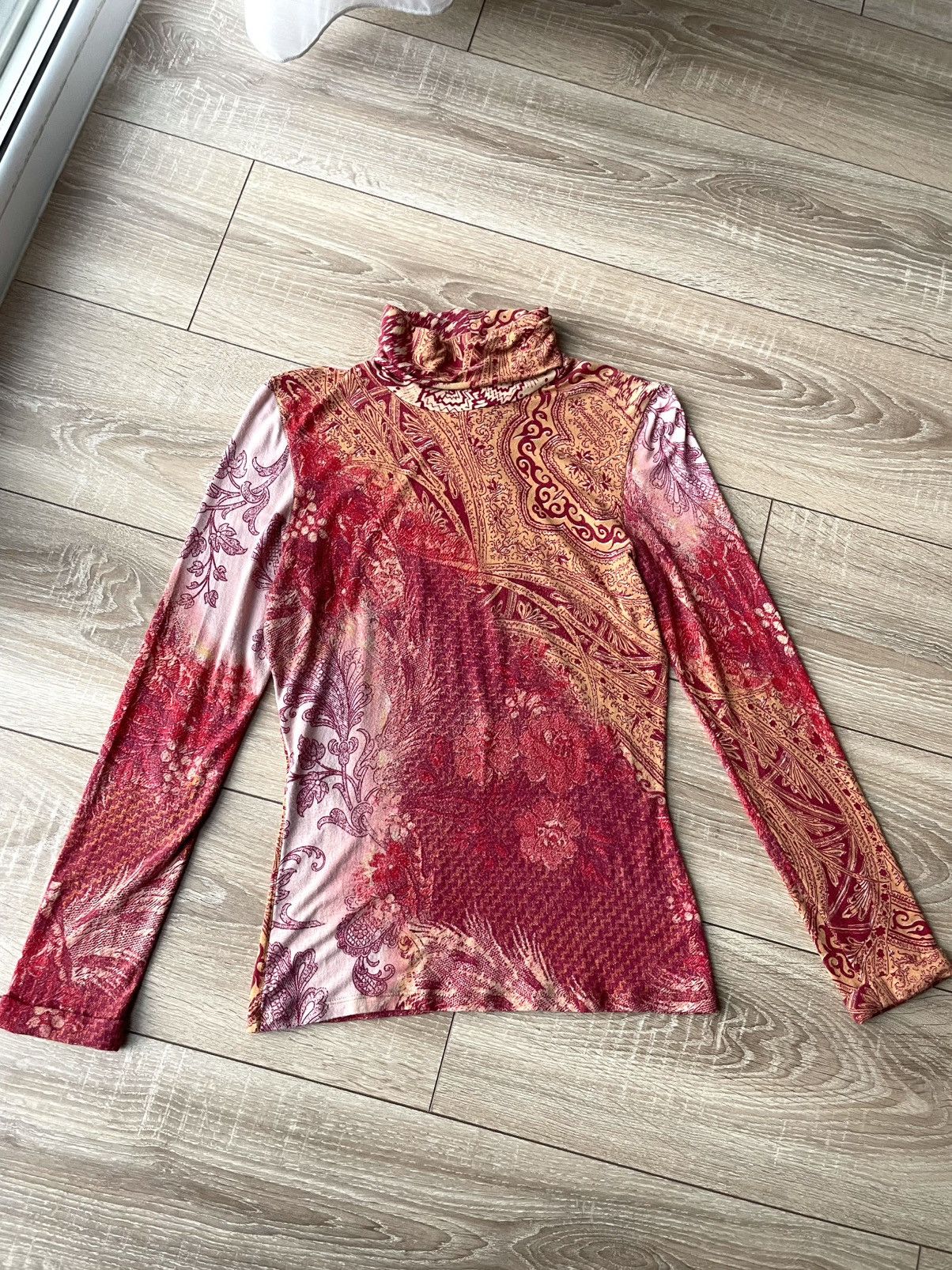 Roberto Cavalli Vintage Roberto Cavalli Class Paisley Top Turtleneck Shirt Size L / US 10 / IT 46 - 12 Thumbnail