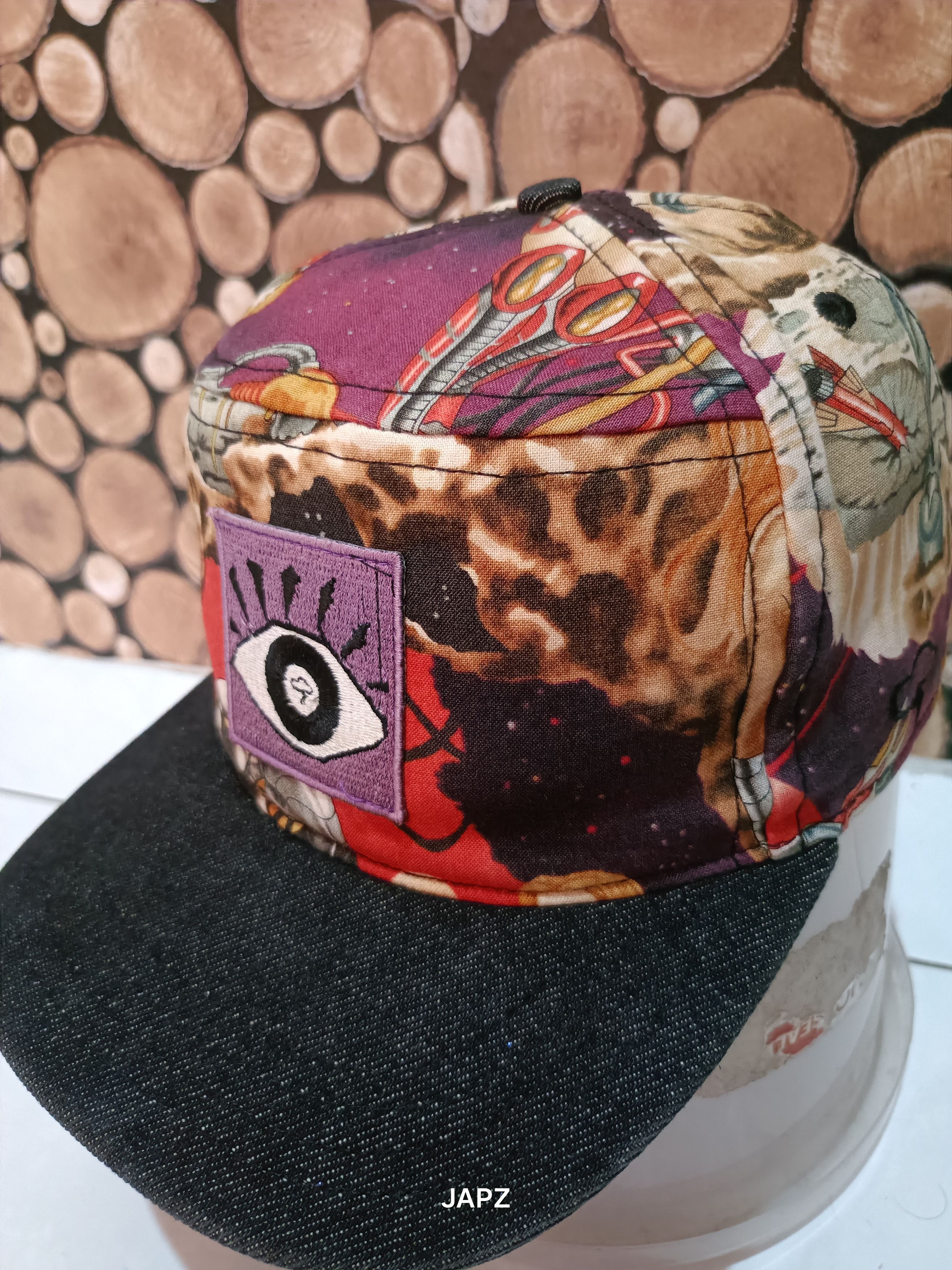 Handmade Rare ampal creative all over graphic print surreal art cap Size ONE SIZE - 2 Thumbnail