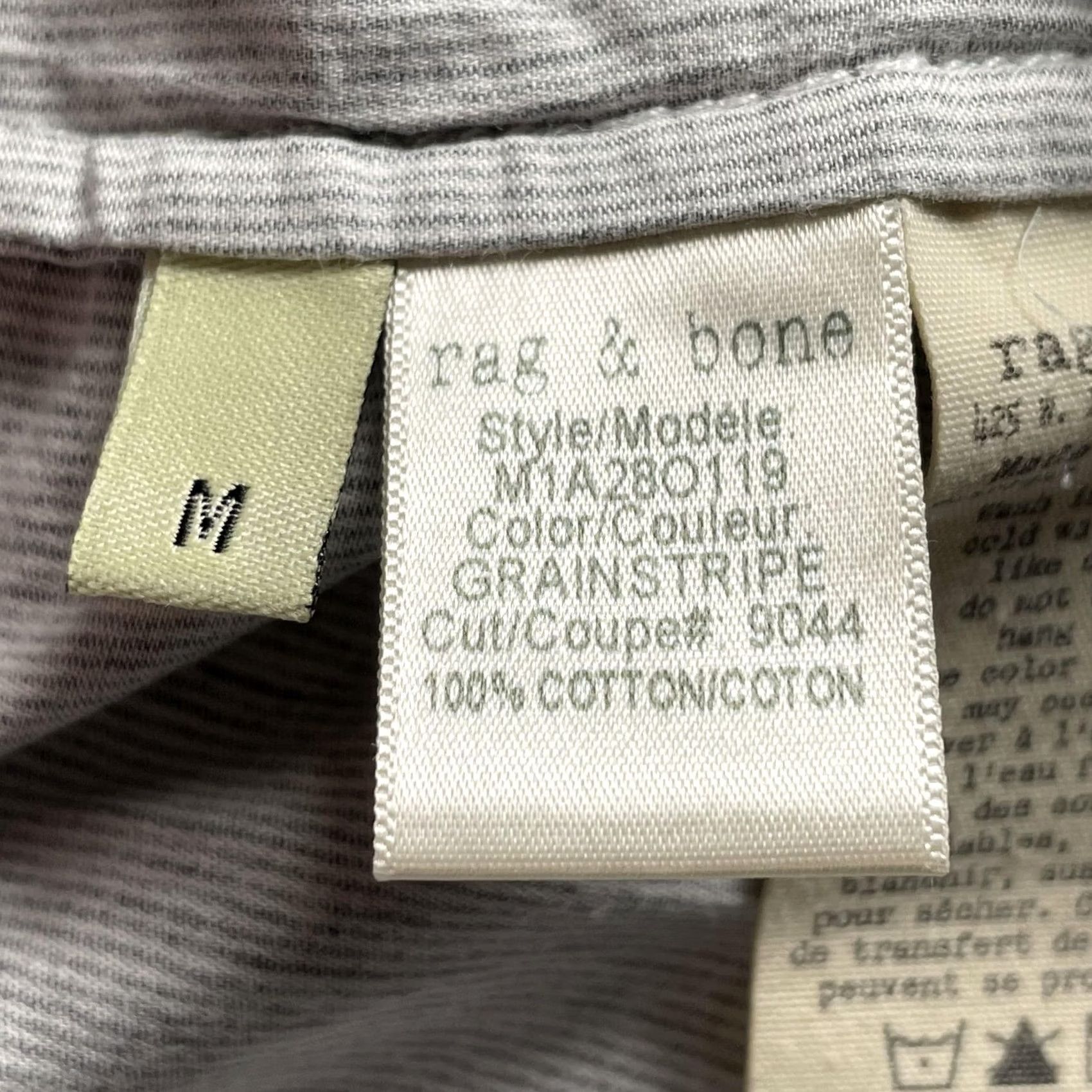 Rag & Bone Rag & Bone Shirt Mens Medium Gray White Grainstripe Tailored Workwear USA Cotton Size US M / EU 48-50 / 2 - 5 Thumbnail