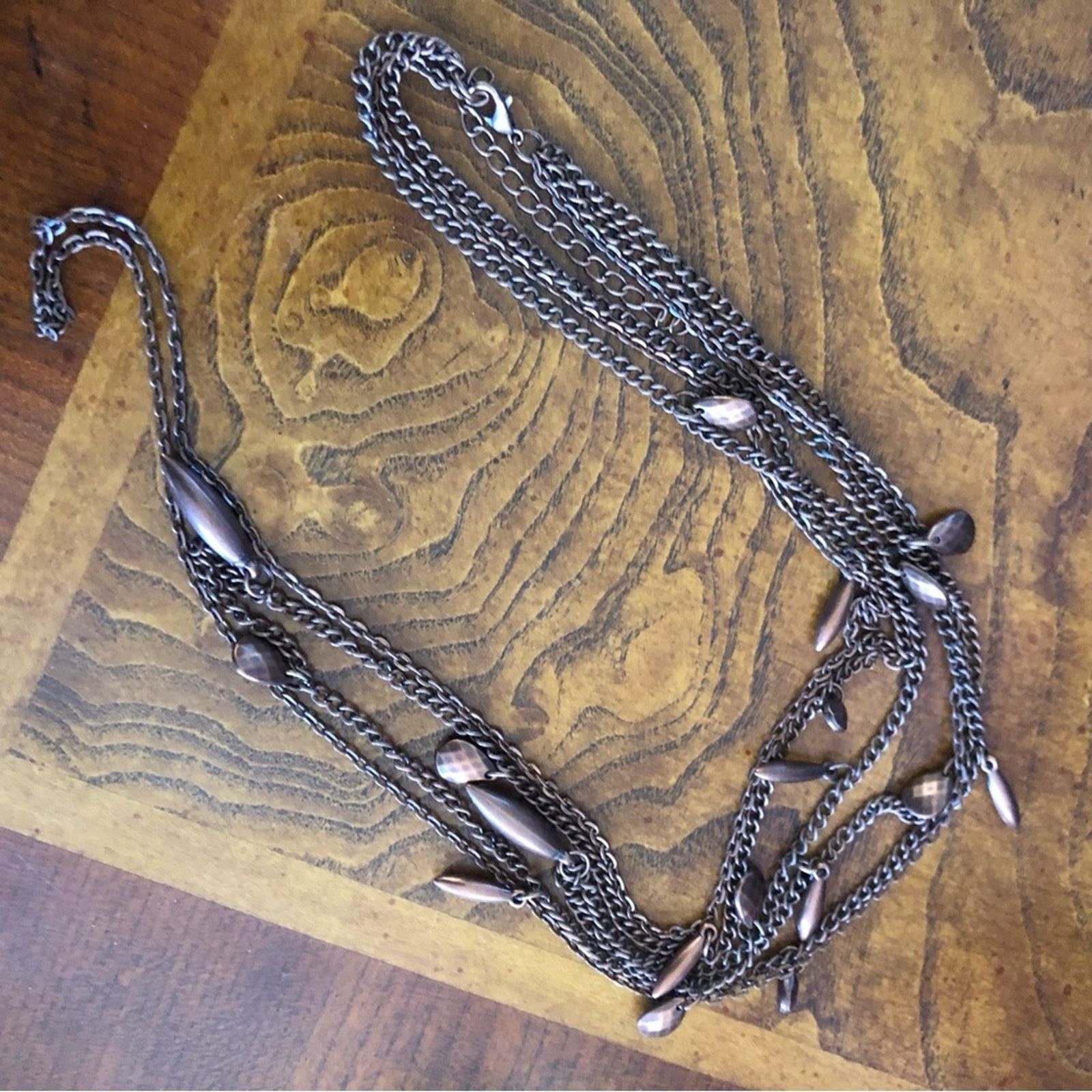 Jewelry Layered triple strand copper plated necklace and earring set Size ONE SIZE - 6 Thumbnail