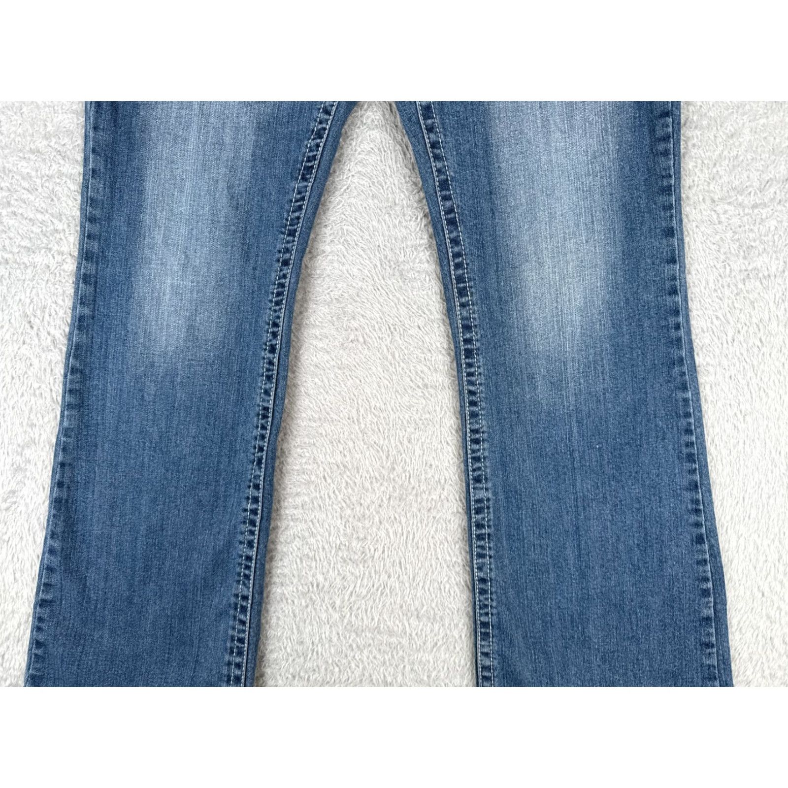 Vintage Maurices Jeans Blue Denim 13 L Low Rise Bootcut Flared 33x31 Cotton 5-Pocket Design Womens Jeans Size 34" / US 12 / IT 48 - 3 Thumbnail