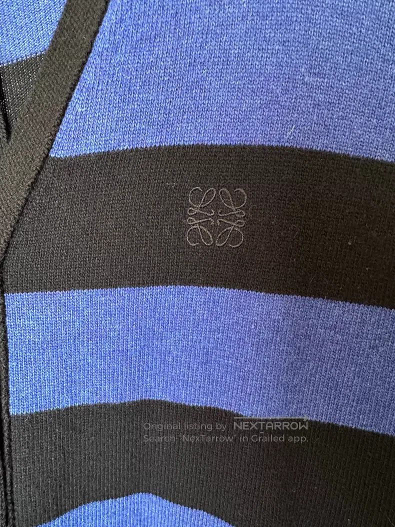 Loewe Loewe Color Blocked Knit Cardigan, Black and Blue Stripes Size S / US 4 / IT 40 - 6 Thumbnail