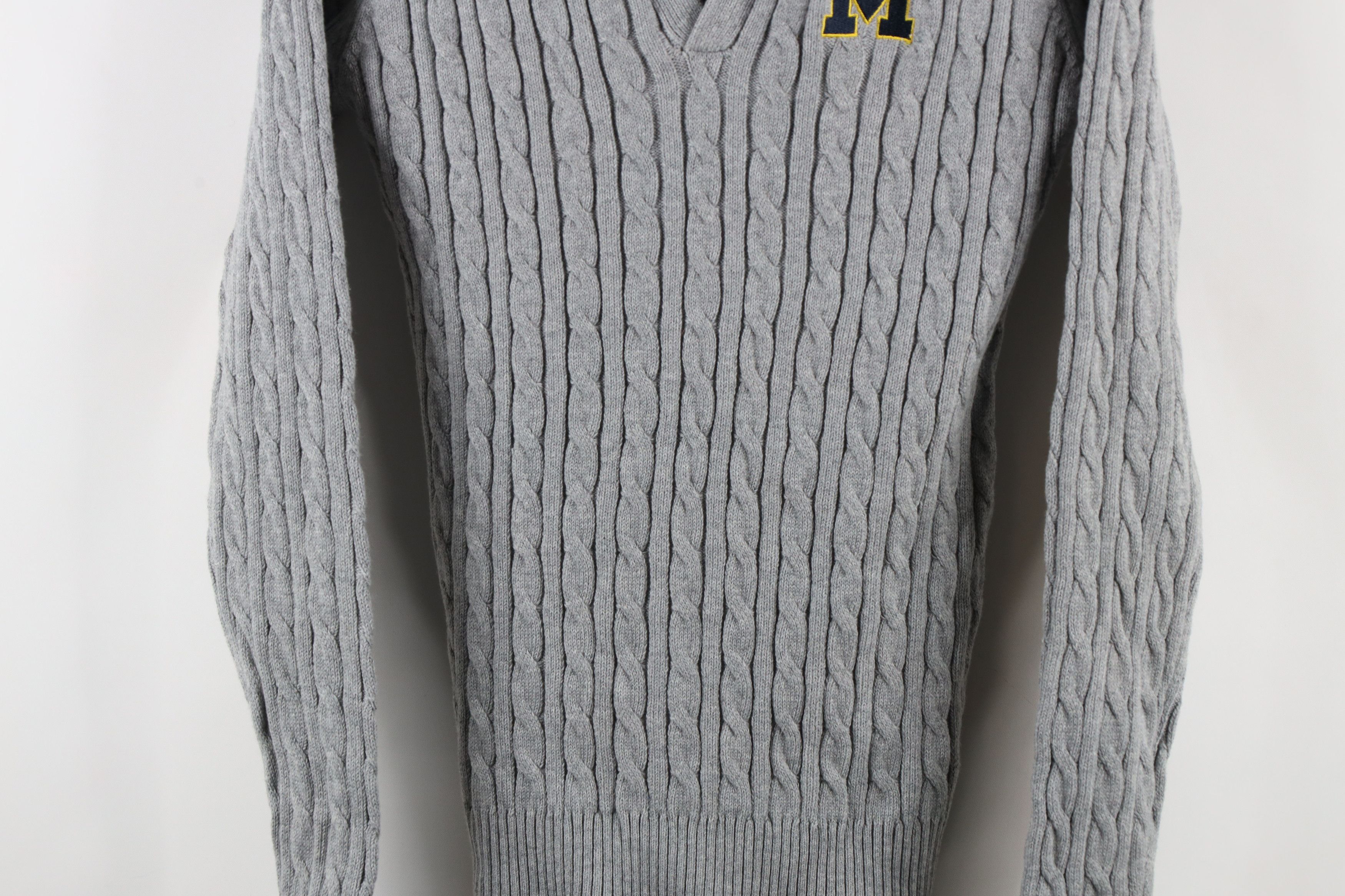 Vintage Deadstock Vintage of Michigan Block M Cable Knit Sweater Size XL / US 12-14 / IT 48-50 - 3 Thumbnail