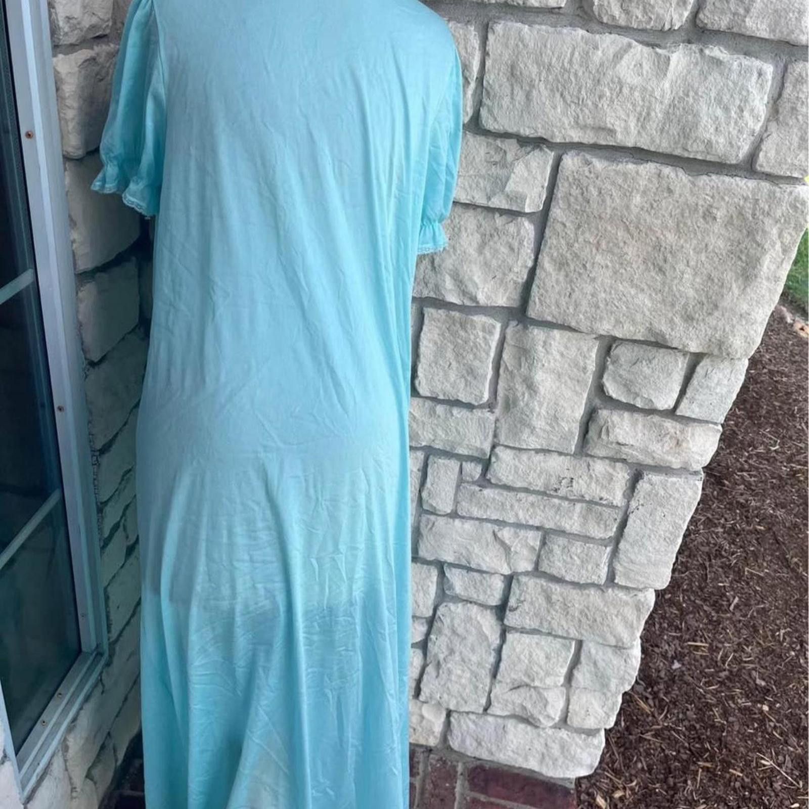 Other Blue nightgown with lace detailing nightwear vintage medium Size ONE SIZE - 3 Thumbnail
