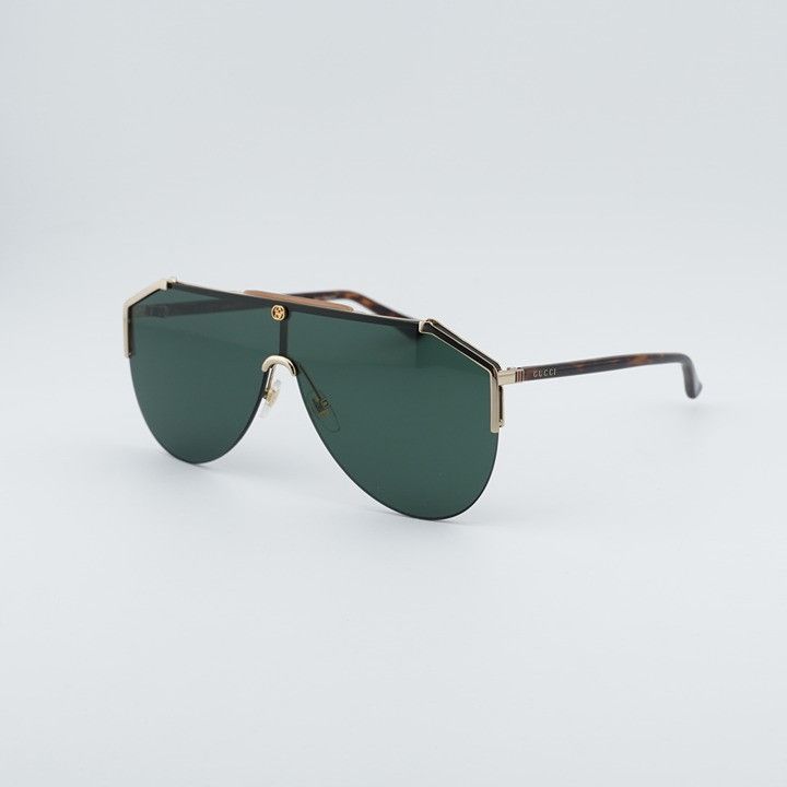 Gucci Gucci GG0584S 002 Sunglasses Gold Shield Frame, Green Lenses Size ONE SIZE - 1 Thumbnail