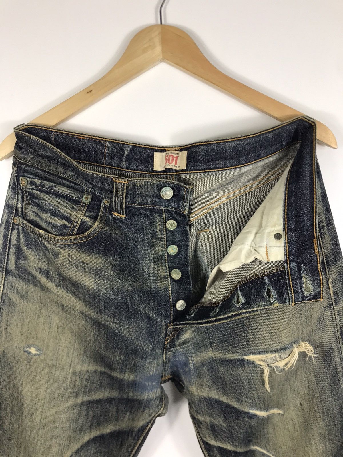 Levi's ⚡️Vintage Y2K Levi’s 501 Distressed Style Denim Size US 32 / EU 48 - 5 Thumbnail