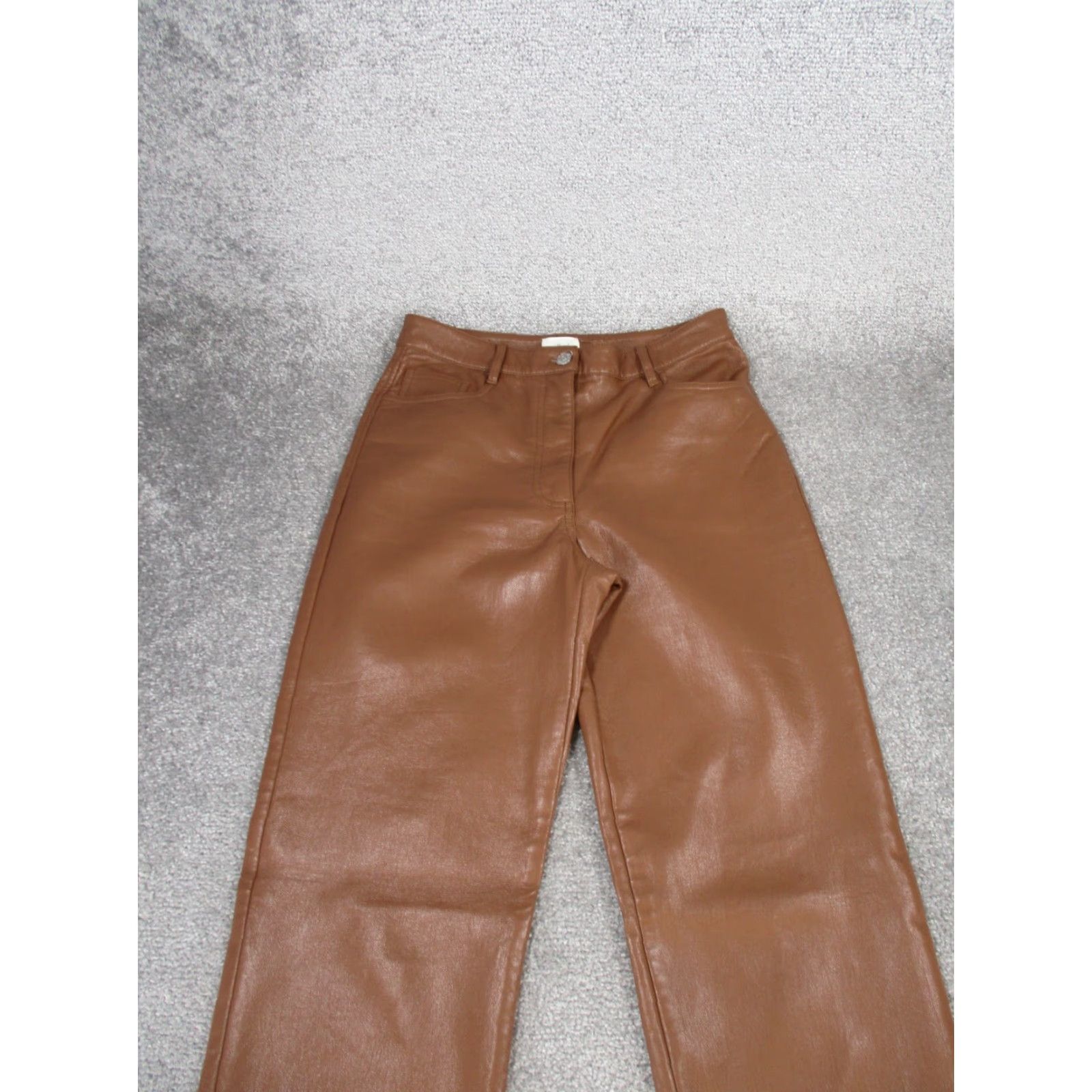 Vintage Wilfred Dress Pants Womens 6 Brown Faux Leather Straight Leg Size 28" / US 6 / IT 42 - 3 Thumbnail