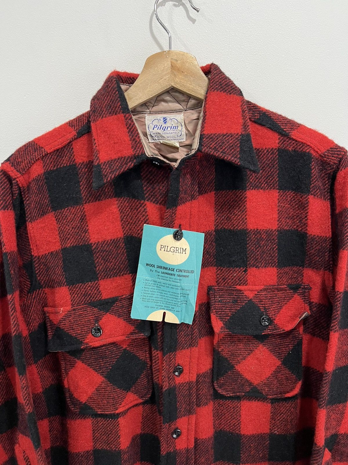 Vintage Vtg 1950s 60s Pilgrim Button Up Shirt Buffalo Plaid with tag Size US L / EU 52-54 / 3 - 2 Thumbnail