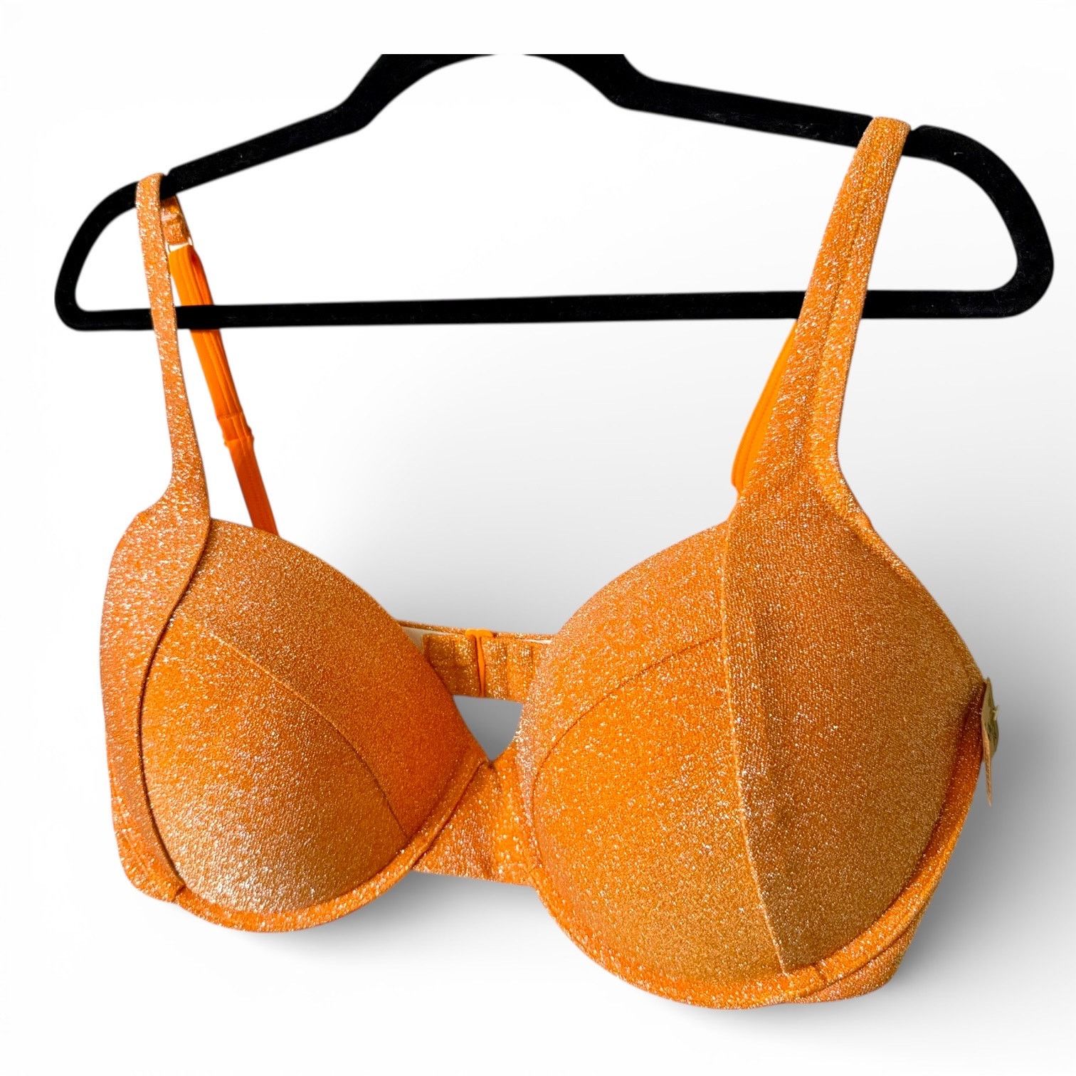 Pink Victoria’s Secret Orange Sparkle Push-Up Bikini Top L-DD Size ONE SIZE - 3 Thumbnail