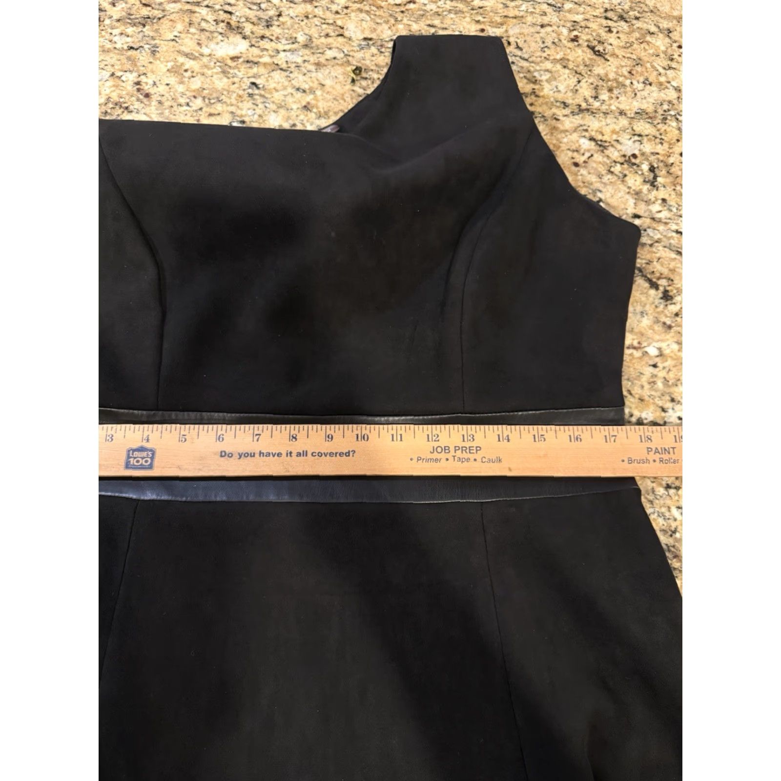 Calvin Klein Calvin Klein Fit & Flare Dress Sleeveless sz 14 Black Faux Leather Trim Faux Suede Knee Length Women Size XL / US 12-14 / IT 48-50 - 4 Thumbnail