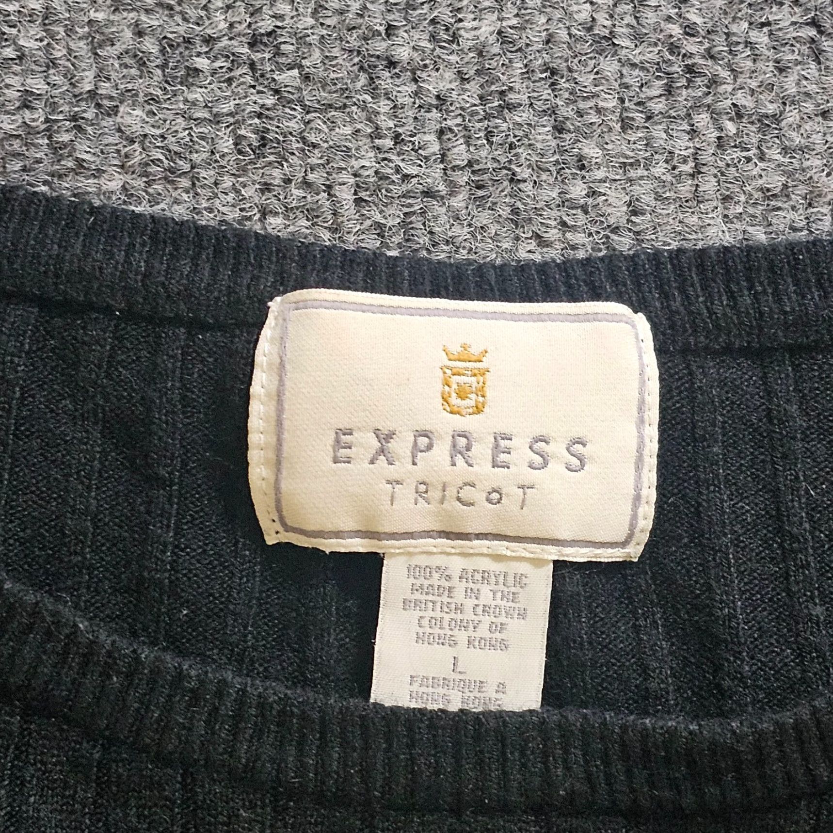 Express VINTAGE Express Tricot Sweater Top Womens Large Black Ribbed Knit Neutral Casual Size L / US 10 / IT 46 - 3 Thumbnail