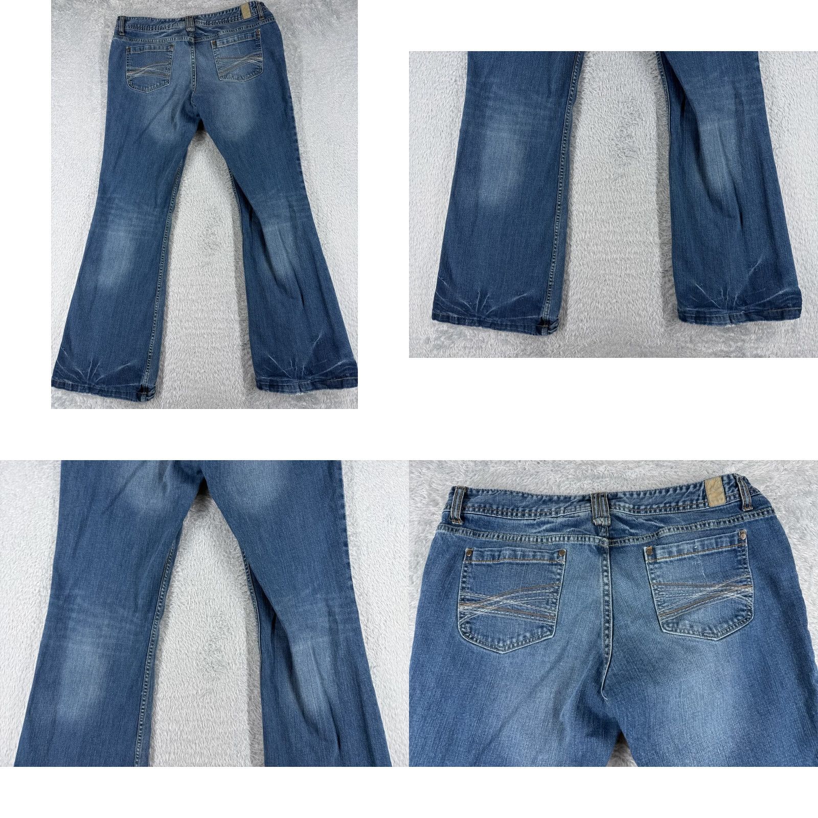 Vintage Maurices Jeans Womens 34x32 Blue Denim Cotton Mid Flared Distressed 15 Regular 5-Pocket Design Distressed Stretch Vintage: No Mens? Size 36" / US 14 / IT 50 - 9 Thumbnail