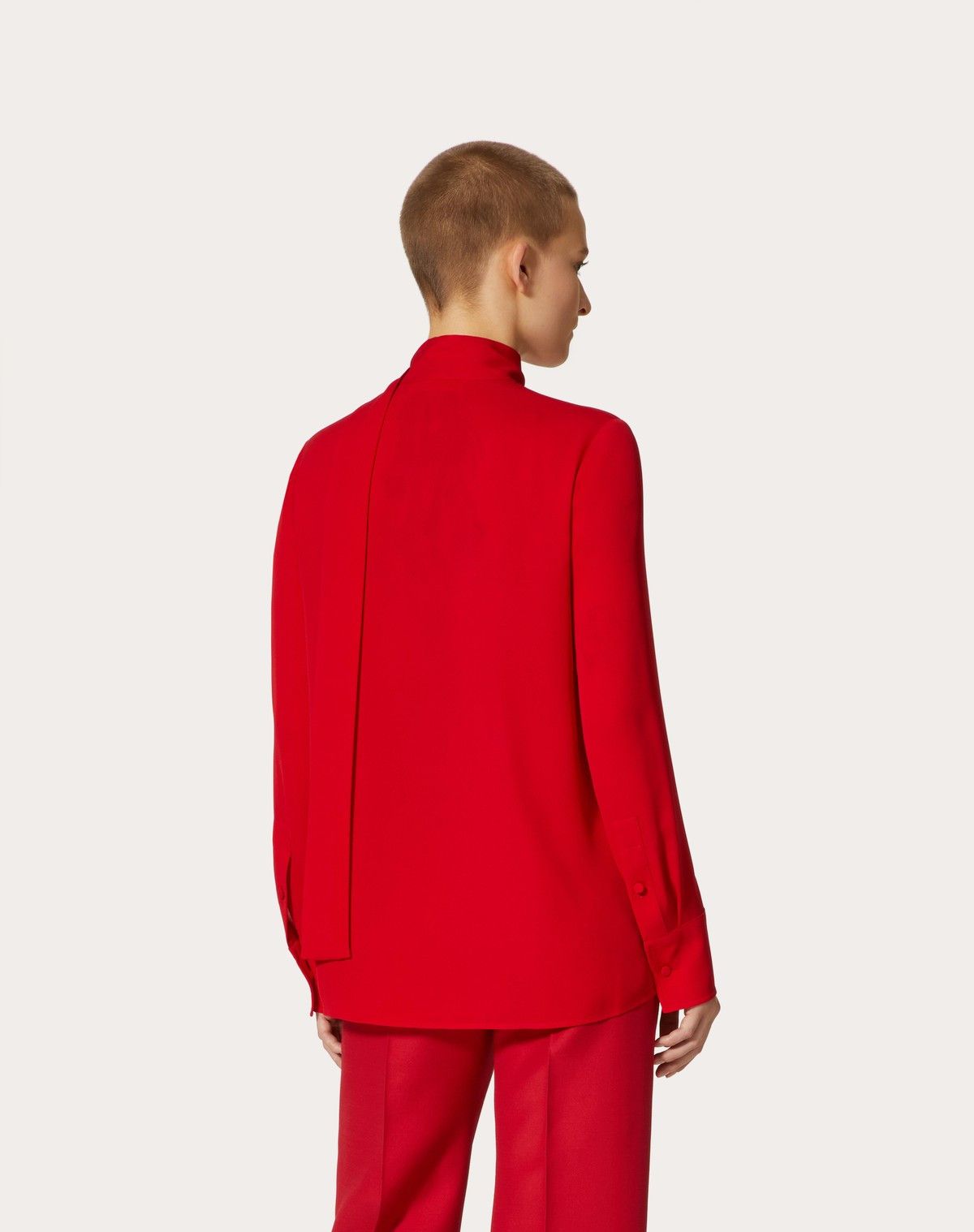 Valentino o1s1wg110525 Georgette Blouse in Red Size M / US 6-8 / IT 42-44 - 5 Thumbnail