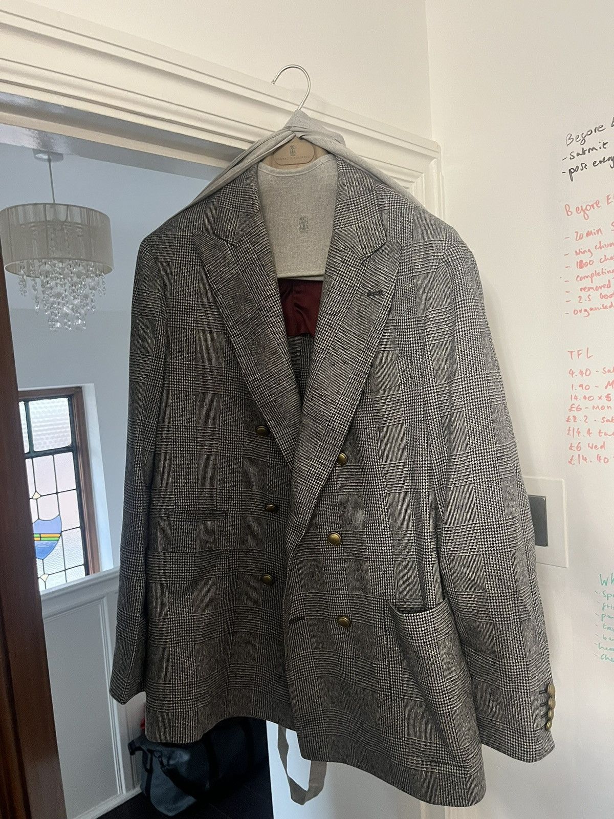 Brunello Cucinelli Brunello Cucinelli cupro grey check blazer uk 40 it 50 Size 40R - 1 Thumbnail