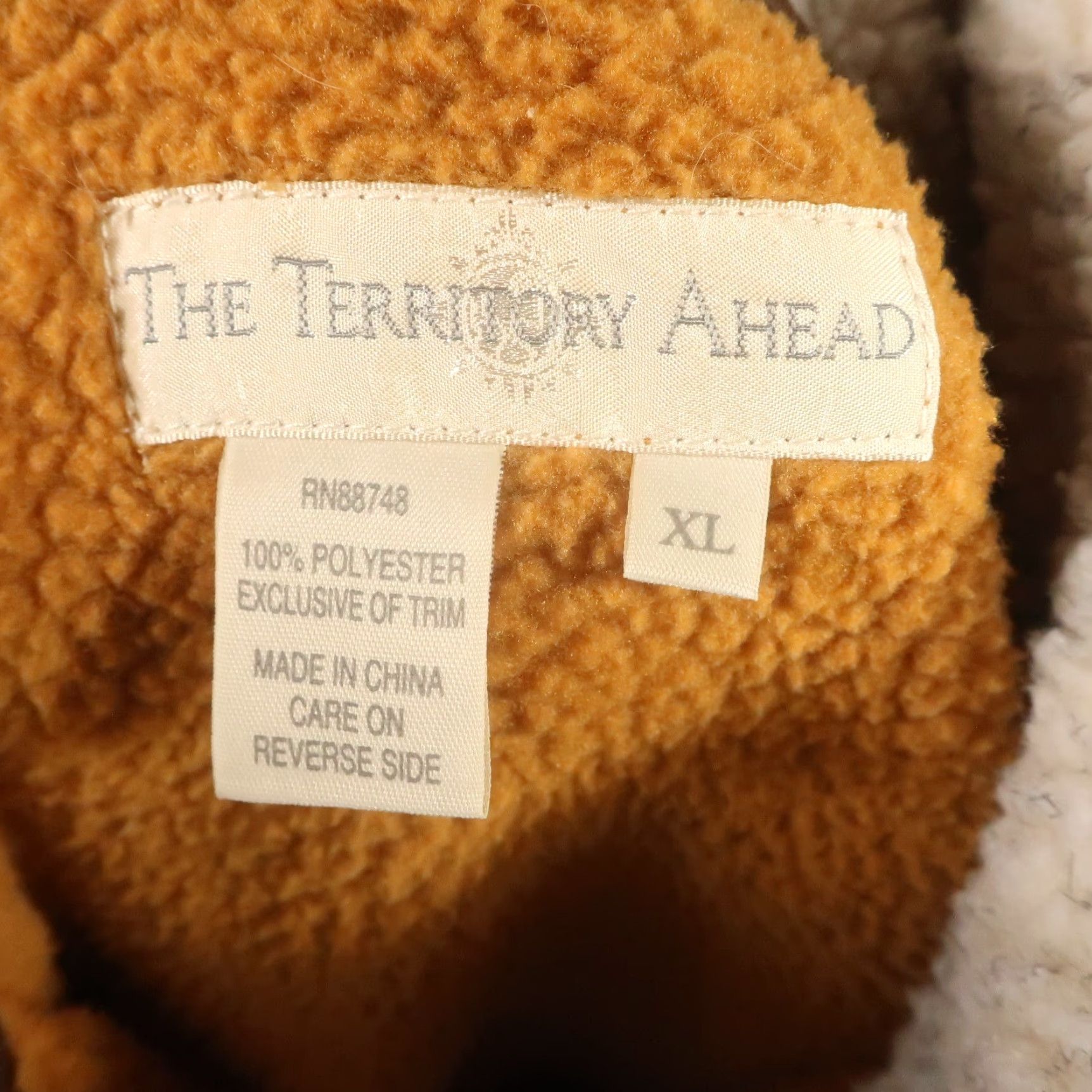 The Territory Ahead Territory Ahead Bomber Jacket Mens XL Orange Fleece Full Zip Sherpa Collar Stand-Up 90s Outdoor American Casual Workwear Size US XL / EU 56 / 4 - 4 Thumbnail
