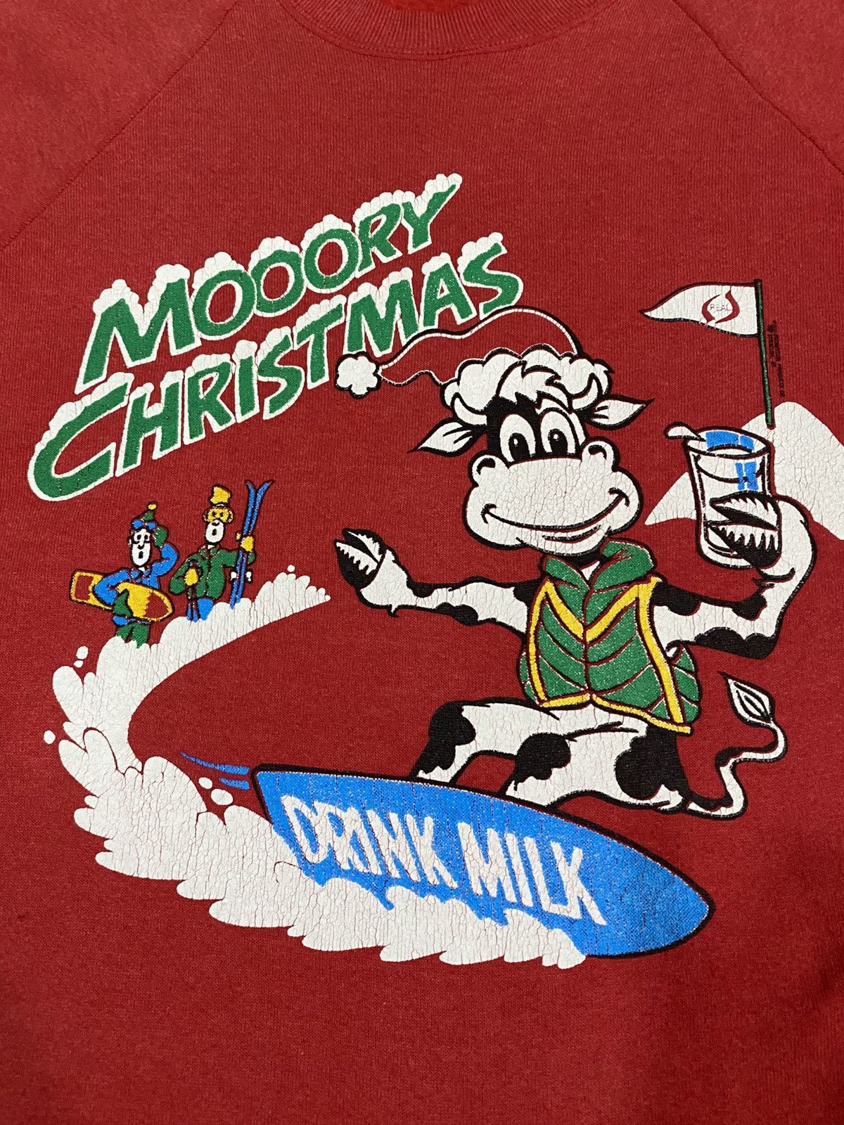 Fruit Of The Loom × Vintage Vintage 80s mooory chirstmas drink milk sweatshirt crewneck Size US L / EU 52-54 / 3 - 5 Thumbnail