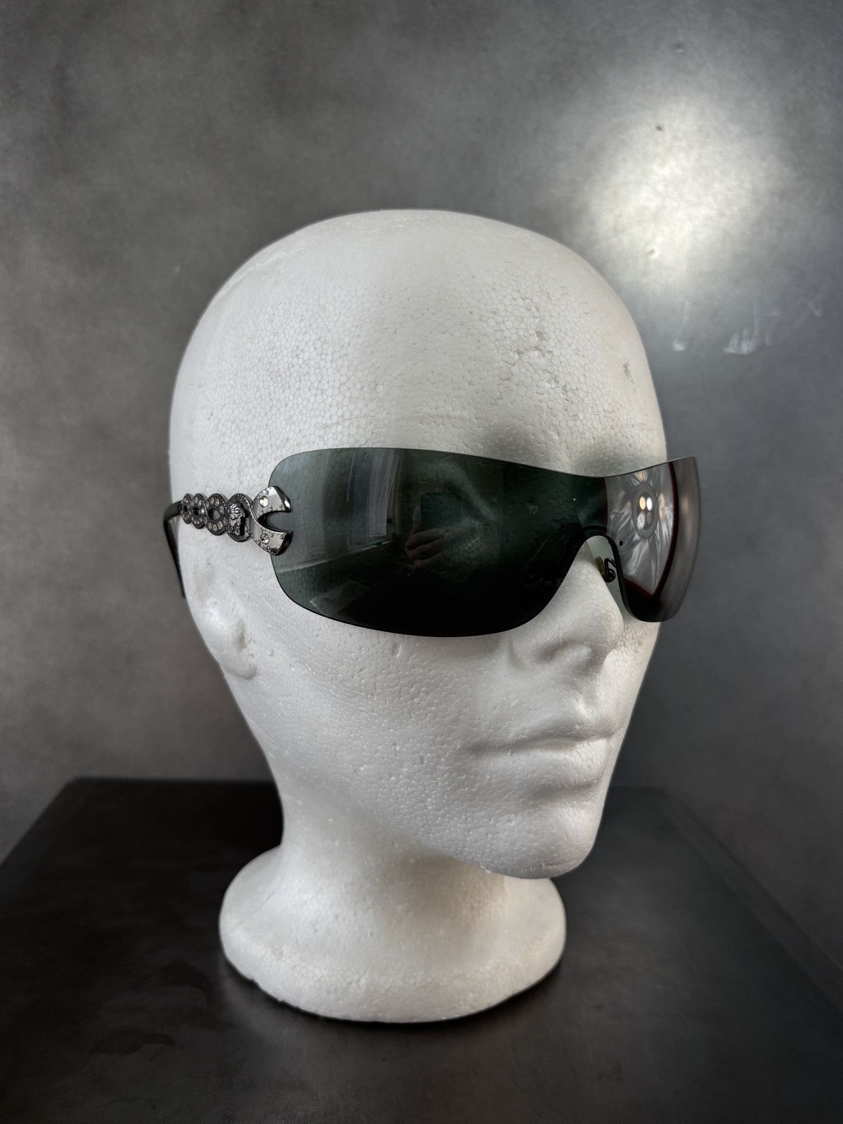 Versace × Vintage 2000s Versace Sunglasses Vintage Shield Jewel Mod 2053-B Y2K Size ONE SIZE - 17 Thumbnail