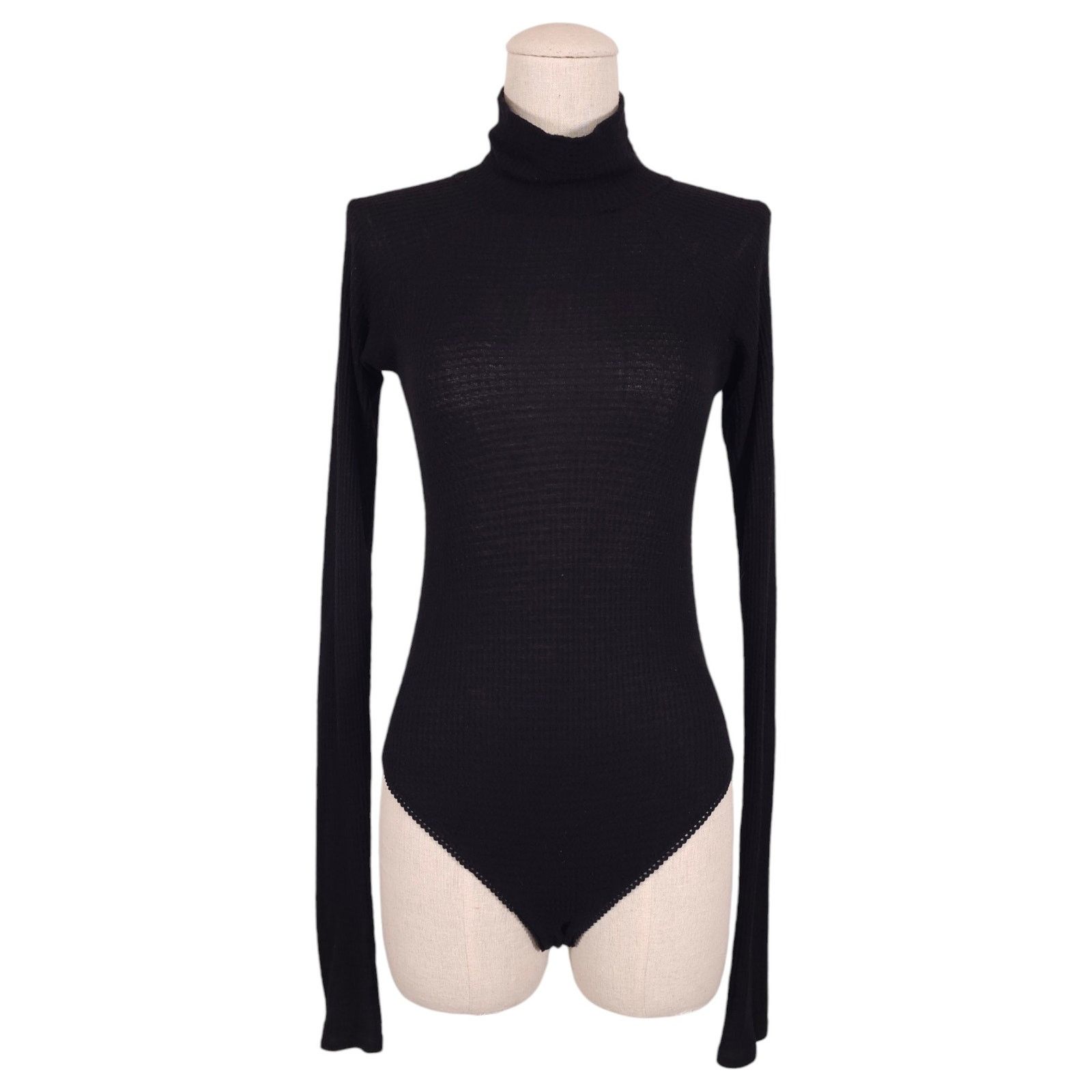 Free People FP Intimately Waffle Knit Bodysuit Black Sz Extra Small Size XS / US 0-2 / IT 36-38 - 1 Thumbnail