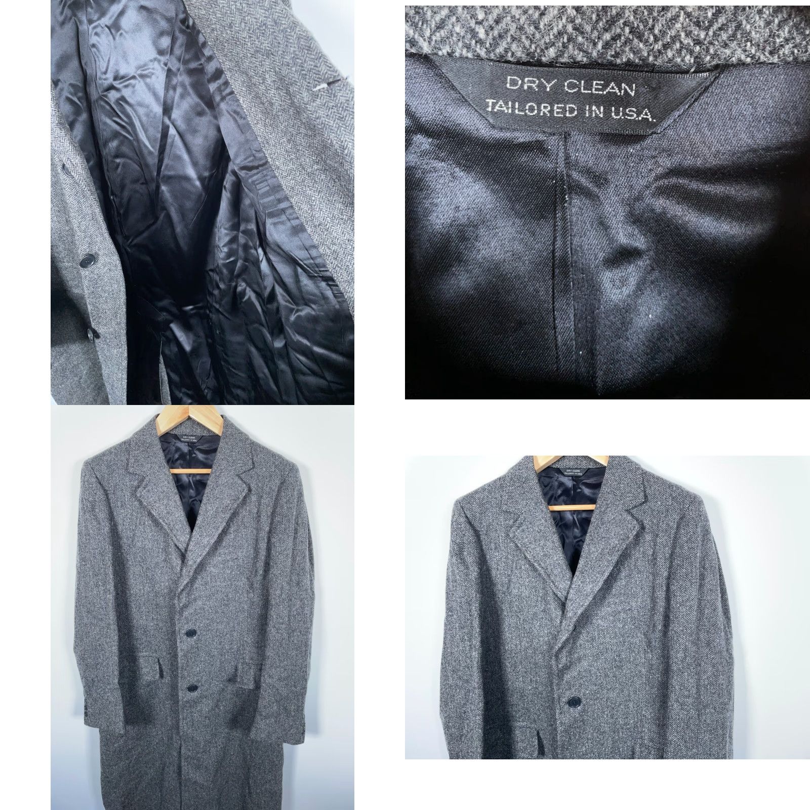 Vintage VINTAGE Pure Wool Herringbone Coat Men's 42 Gray Overcoat USA Made Classic Wool Overcoat Mens 42 Gray Herringbone Coat Long Size US XS / EU 42 / 0 - 9 Thumbnail